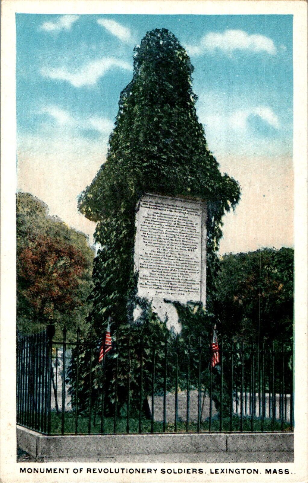 Monument of Revolutionary Soldiers, Lexington, Massachusetts MA Postcard