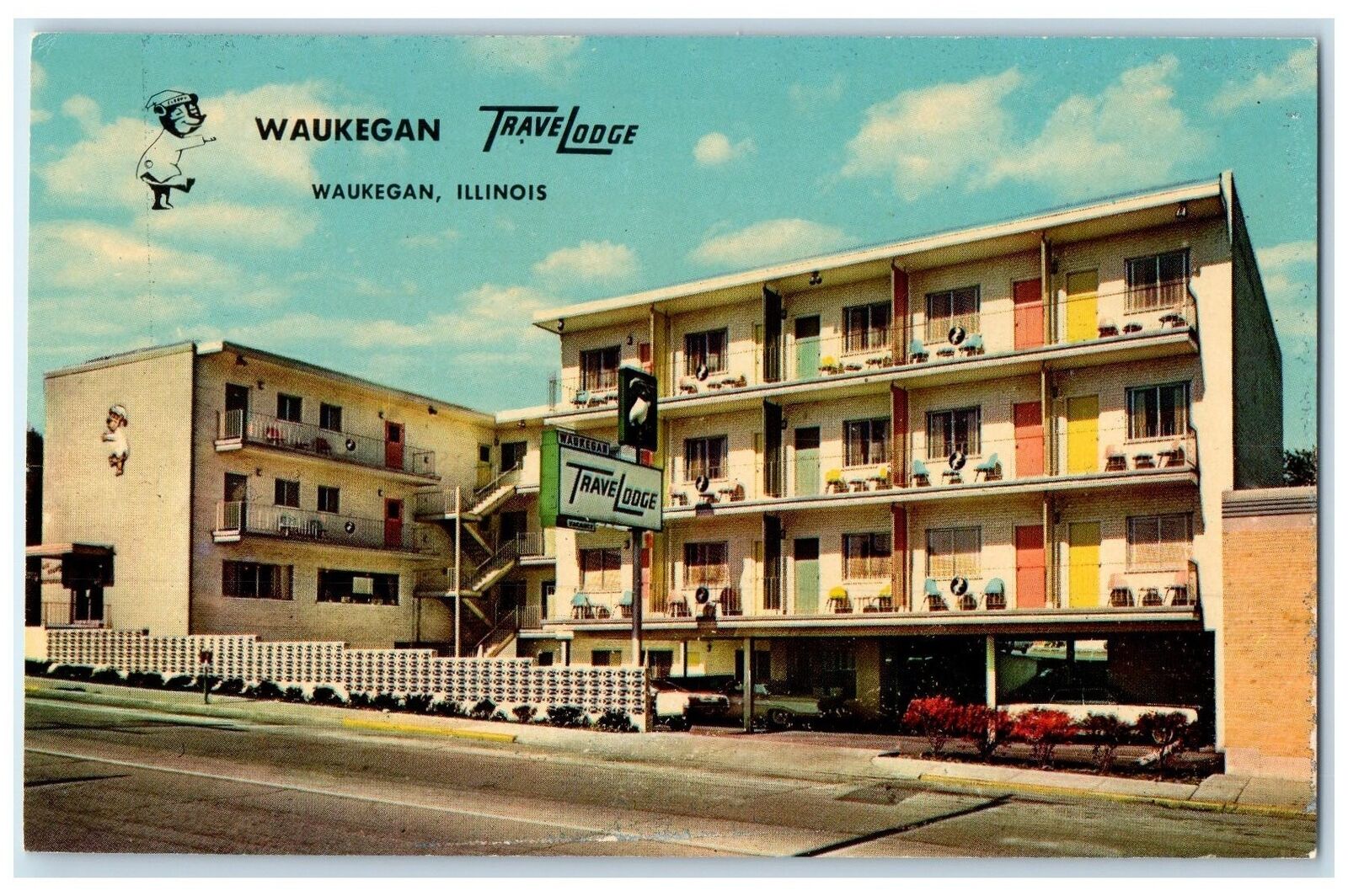 c1940's Waukegan Downtown Travel Lodge Waukegan Illinois IL Unposted Postcard