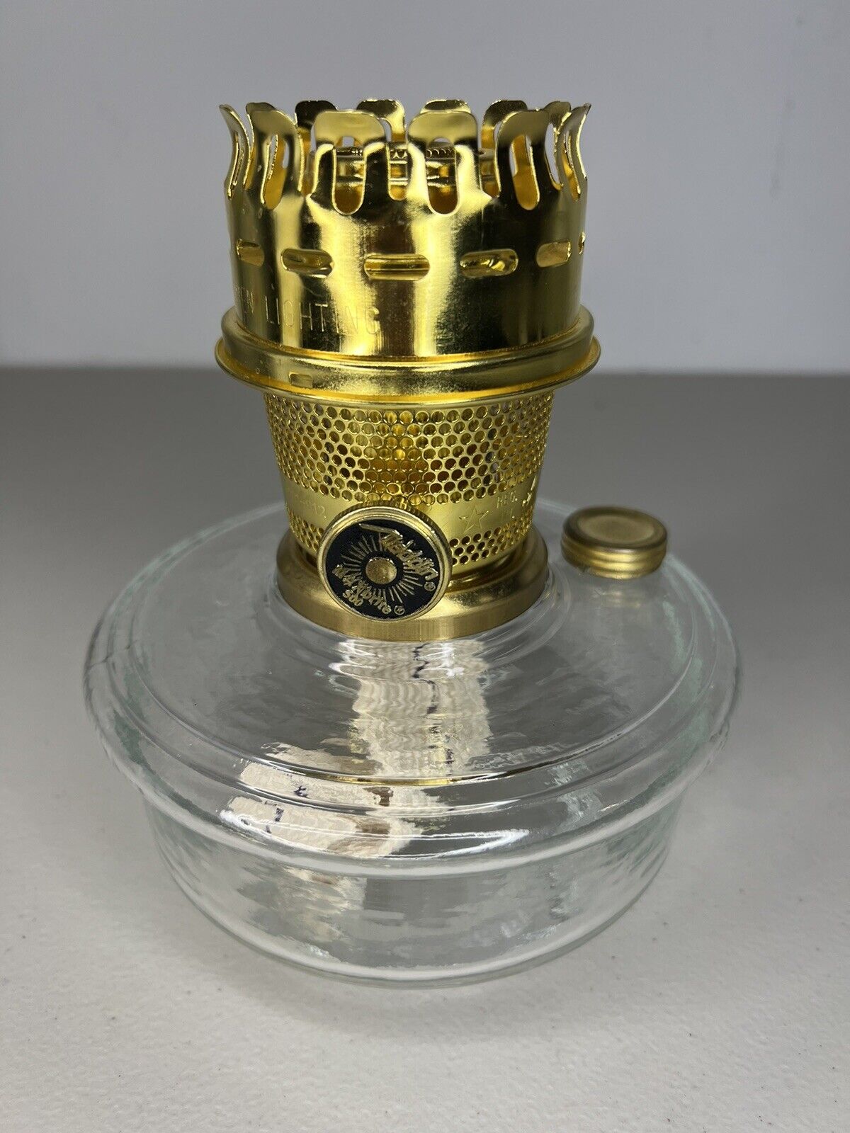 Aladdin Brand Brass MaxBrite Burner Kerosene Oil Lamp Improved Model Glass New