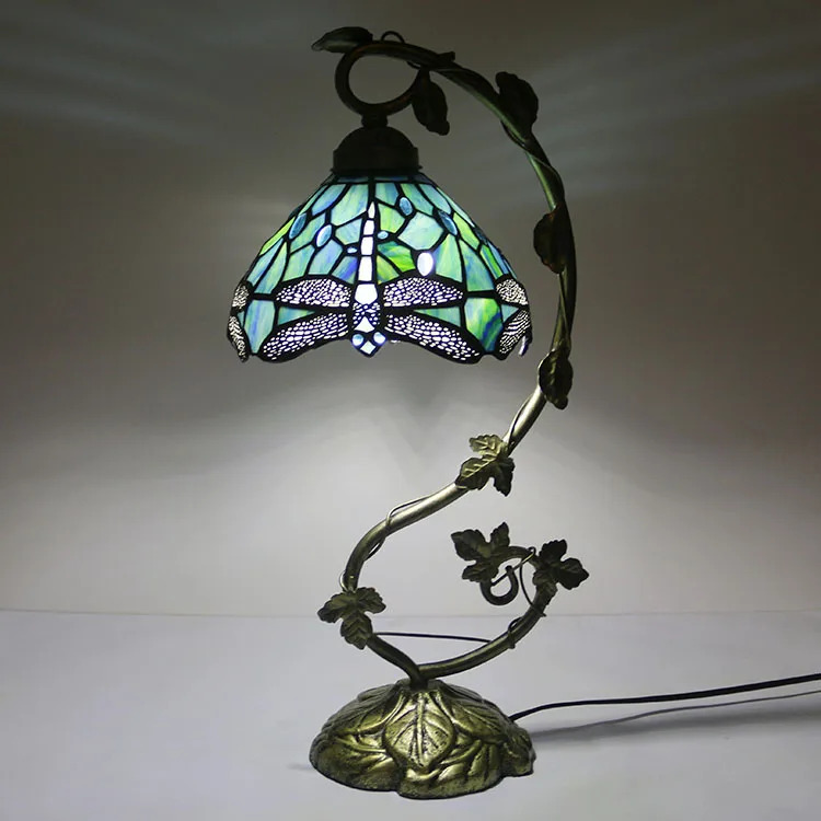 Blue Dragonfly Stained Glass Tiffany Style Lamp