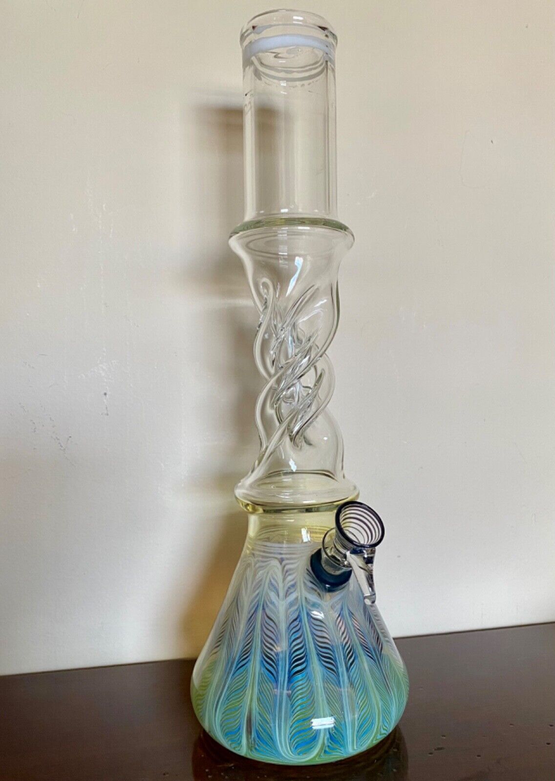 Glass Water Pipe with Twist Ice Catcher 13”  tall x 1.5\