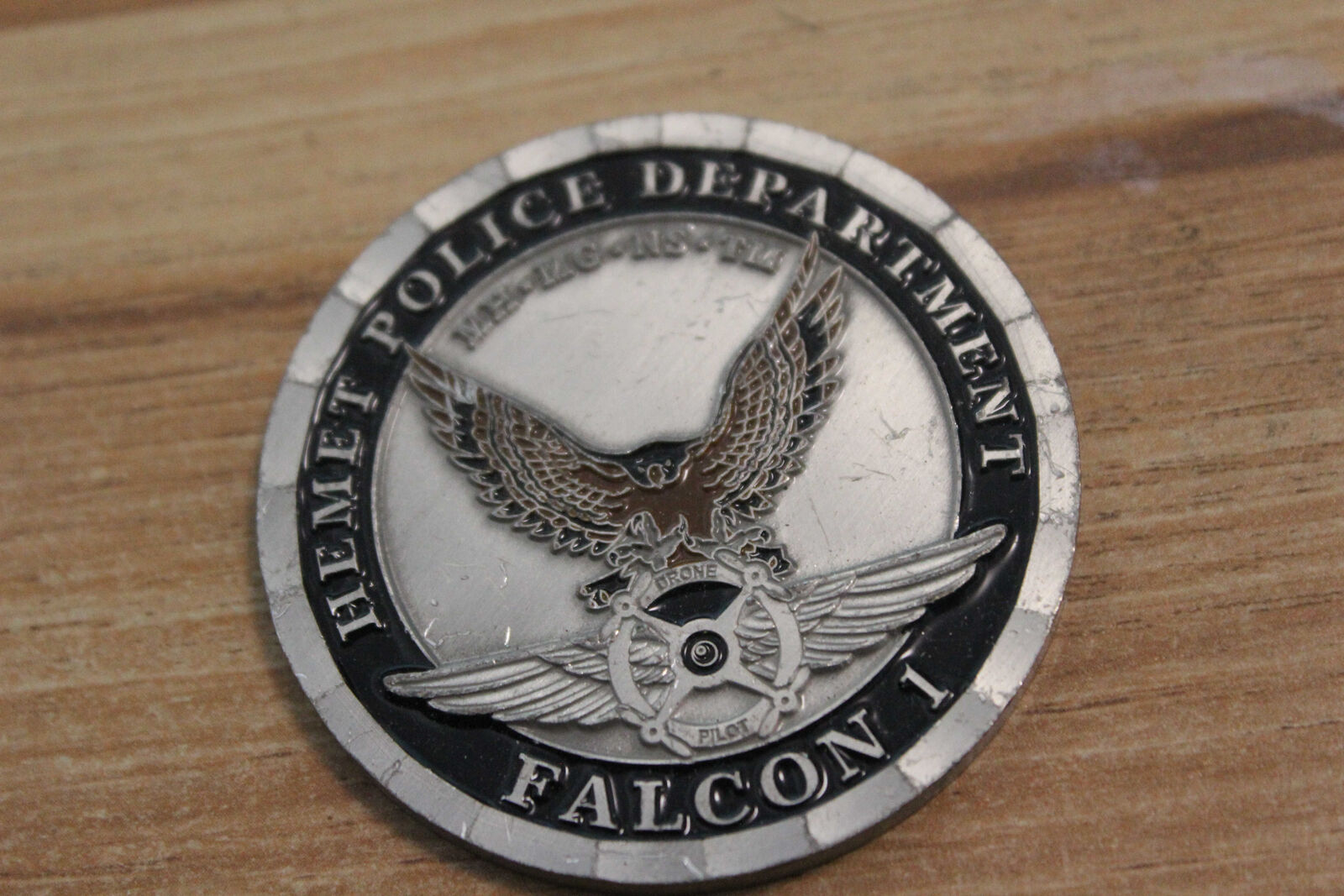 Hemet Police Department Falcon 1 Challenge Coin
