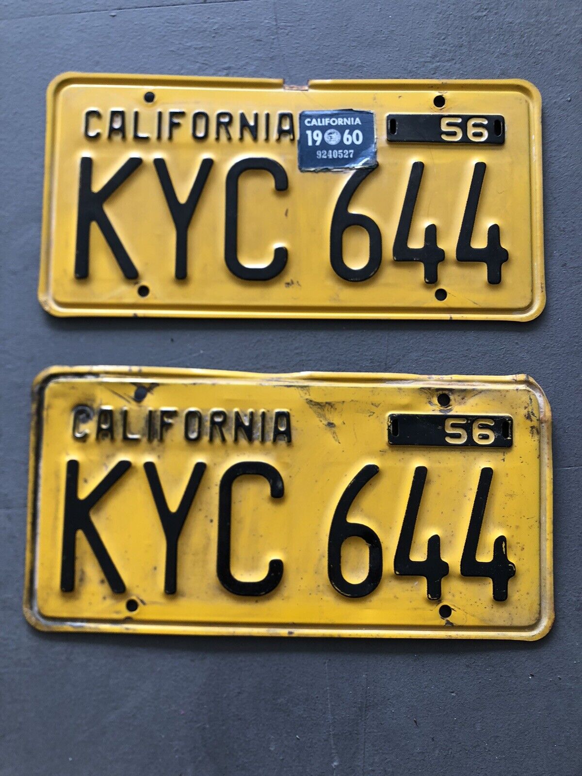 Vintage Pair Of California License Plates 1956 With Tag