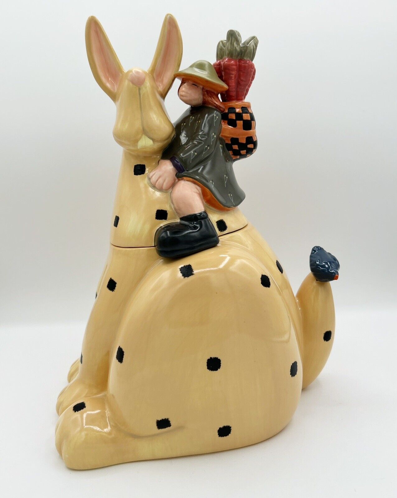 Williraye Studio Cookie Jar Girl Riding Rabbit WW7014 Crow Basket Carrots