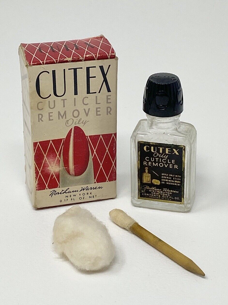 Vintage Cutex Nail Bottle Mid-Century Modern Vanity Decor Empty Art Deco Look