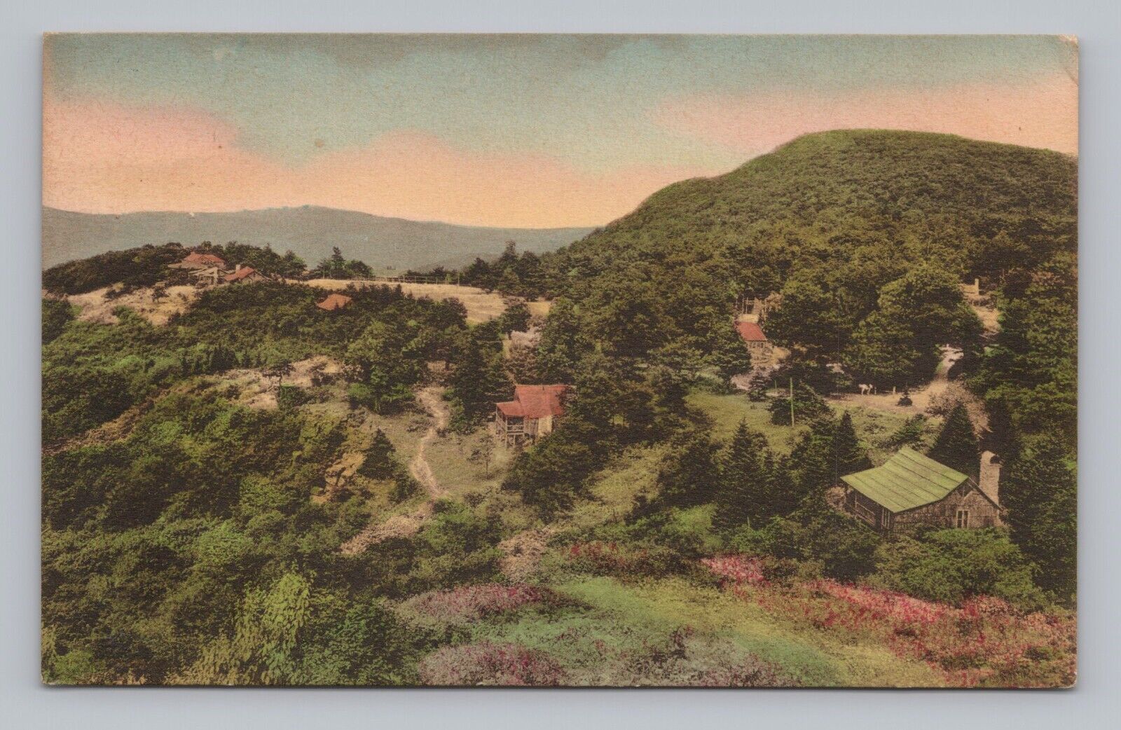 Postcard Skyland Bungalows Virginia c1934 Albertype Hand Colored
