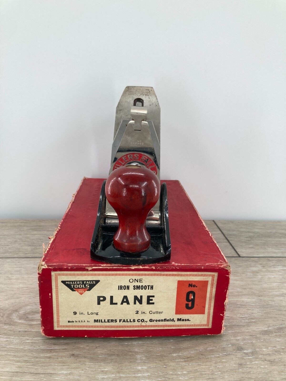 Vintage Miller Falls No 9 Smoothing Smooth Hand Plane 1950s In Box Surface Rust