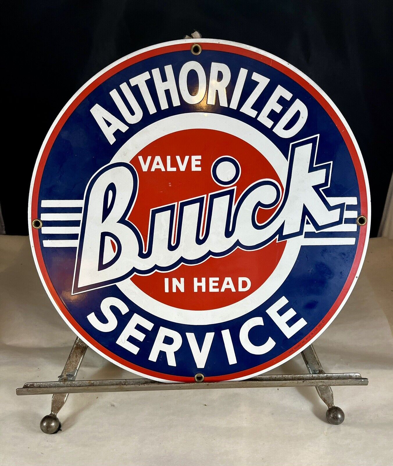 Buick Authorized Service Valve In Head Car Dealer Round Metal Sign 11.25” Repro