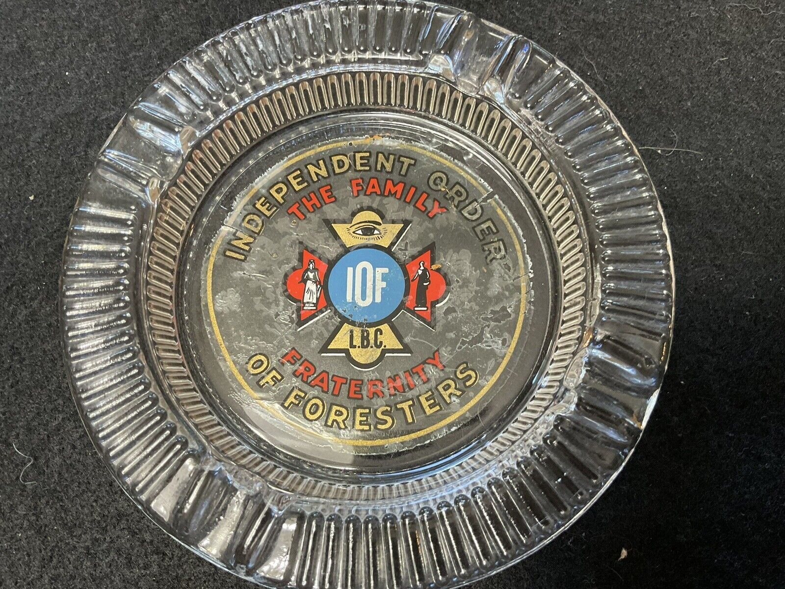Vintage Independent Order Of Foresters  IOF Cigarette Cigar Ashtray 4-1/2”
