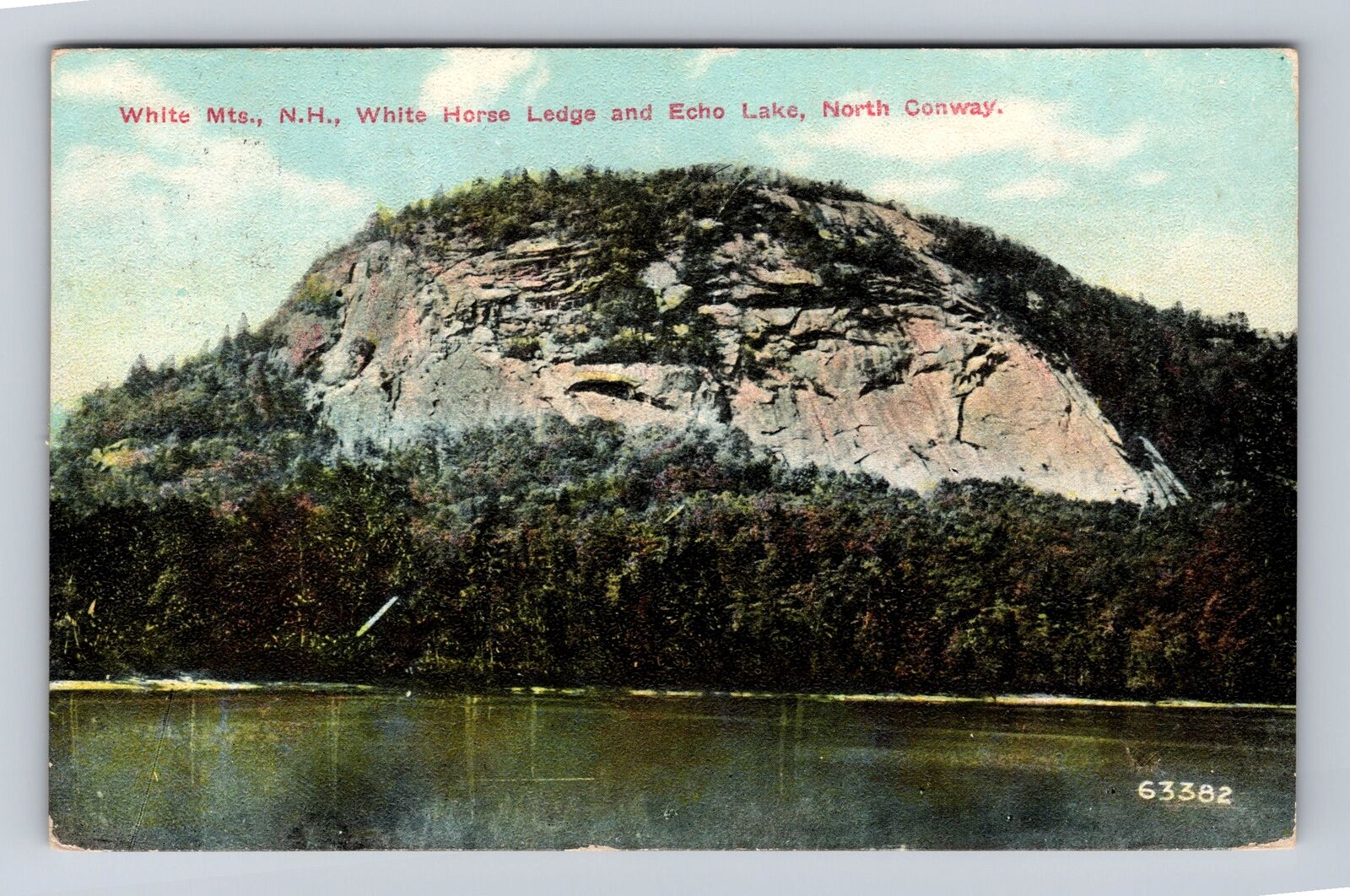 White Mts NH-New Hampshire, White Horse Ledge, Echo Lake Vintage c1910 Postcard