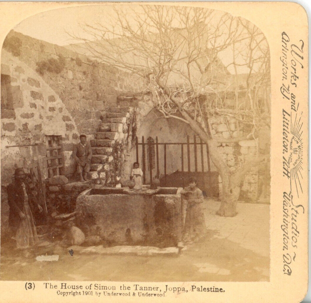 PALESTINE, House of Simon the Tanner, Joppa--Underwood Stereoview G31