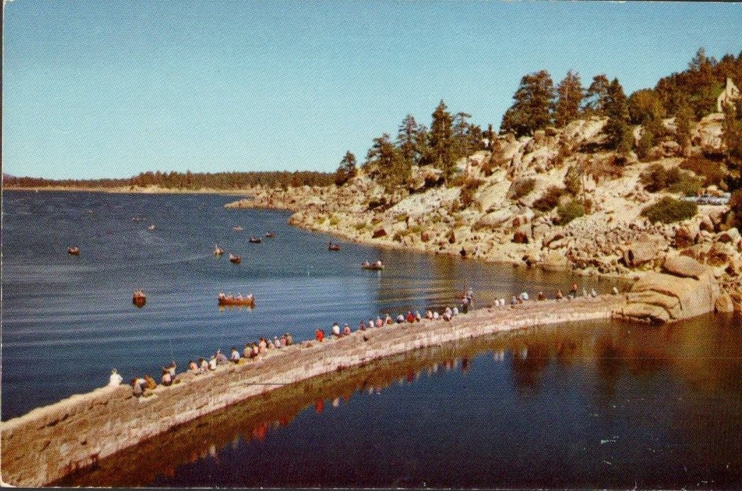 Big Bear Lake California CA Fishing c1950s Vintage Postcard