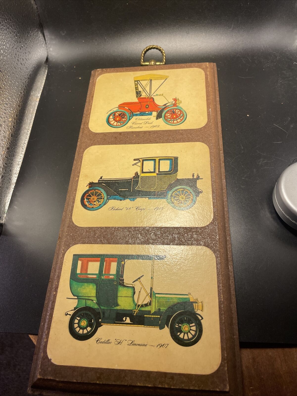Antique Cars Wooden Wall Plaque 1903 Oldsmobile 1913 Packard 1907 Cadillac Limo