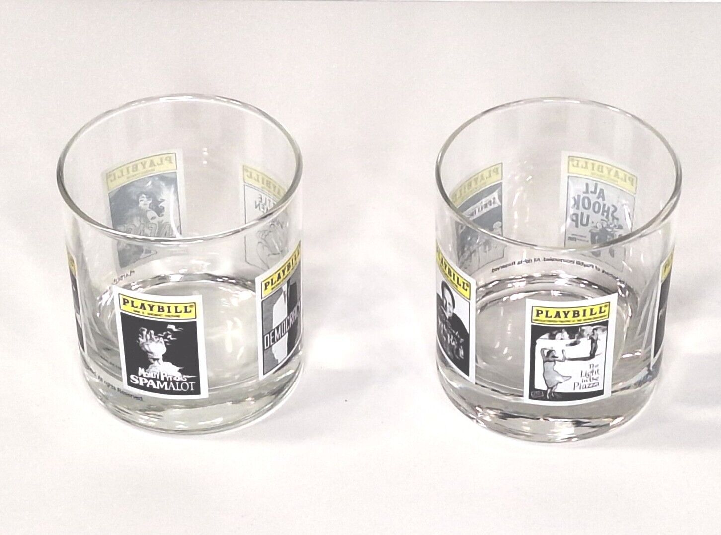 Playbill Lowball Glasses Cocktail Tumblers Barware Theater Broadway Plays NY