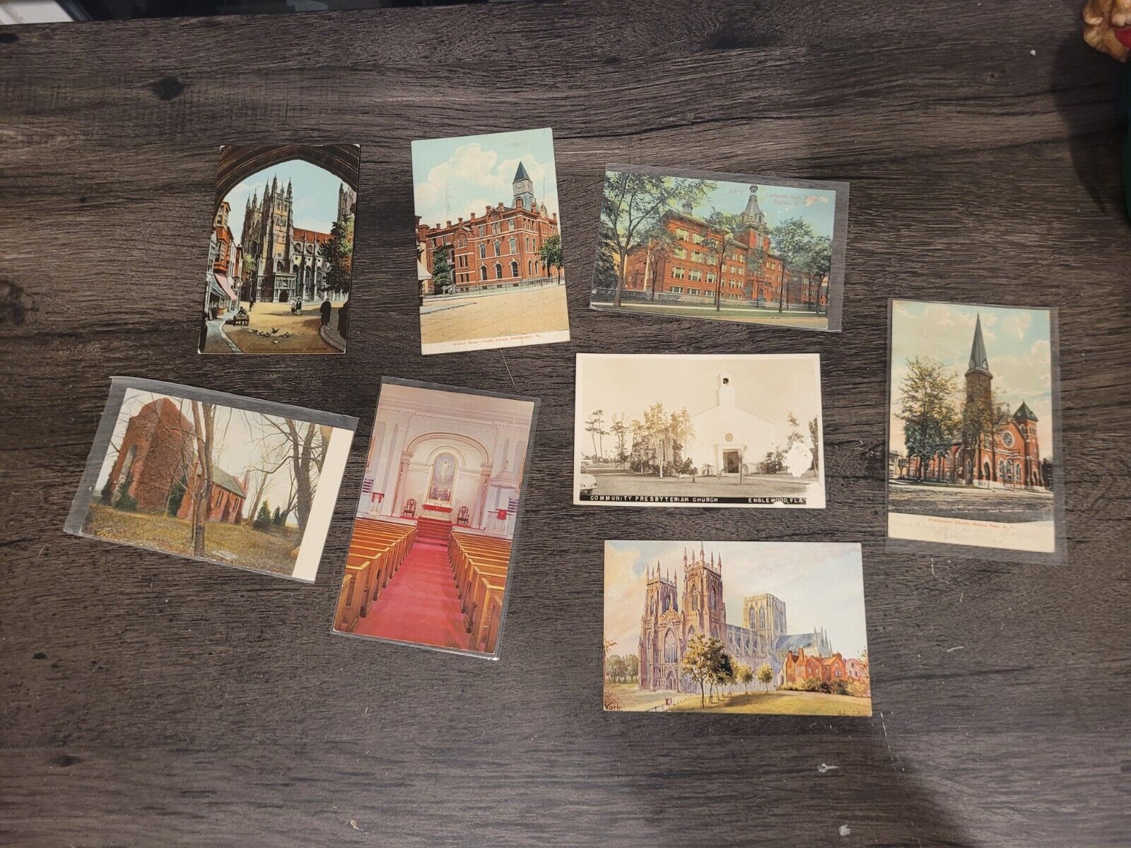 Lot Of 8 Vintage Postcards Churches And Cathedrals Architecture Buildings READ
