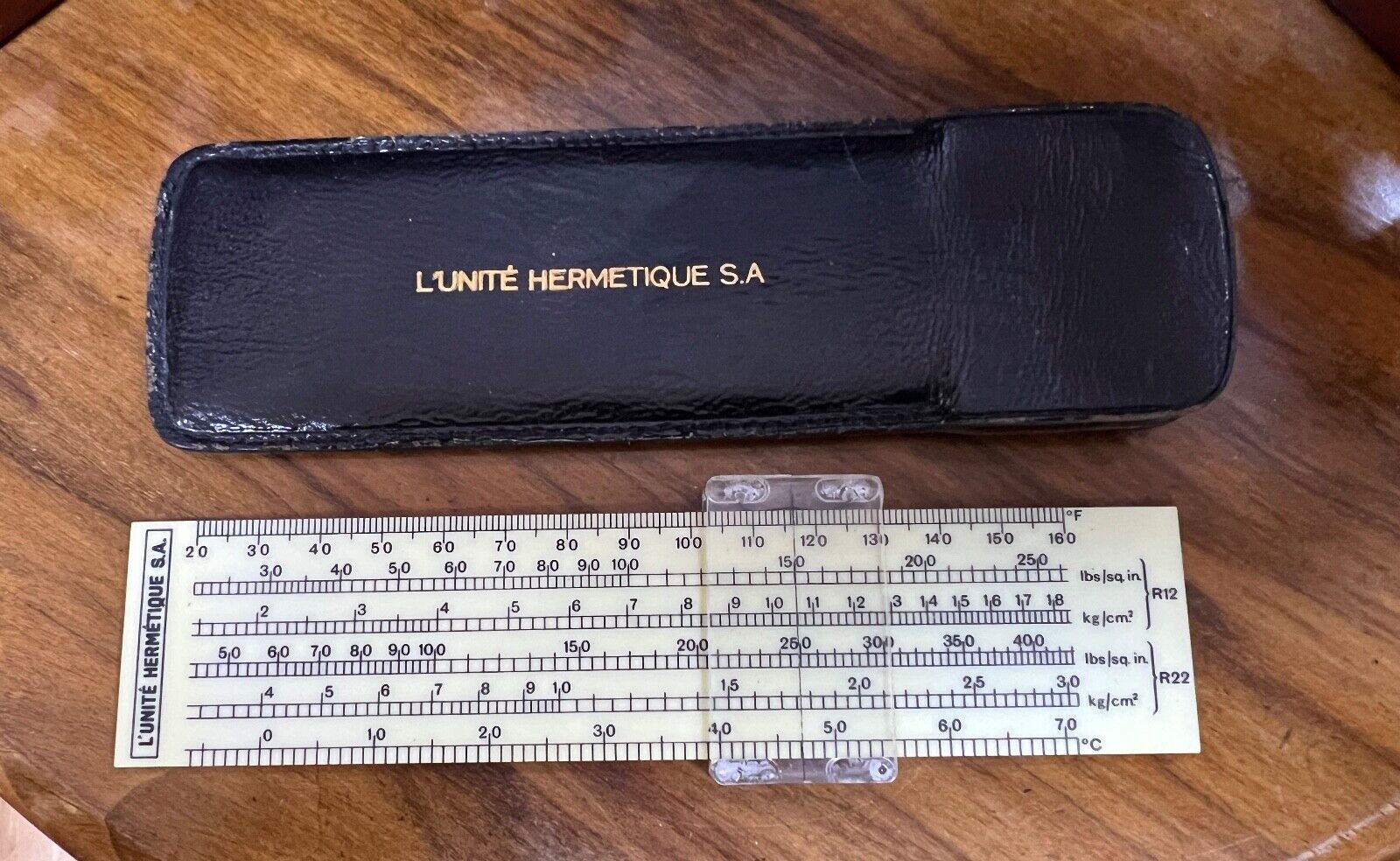 1950 Vintage French Slide Rule L'unite Henmetique GAS Hi Pressure Calculator