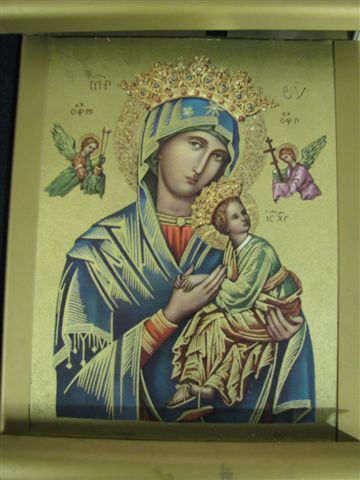 1950\'s Electrically Lit Religious Icon of the Madonna Printed on Metal 12\
