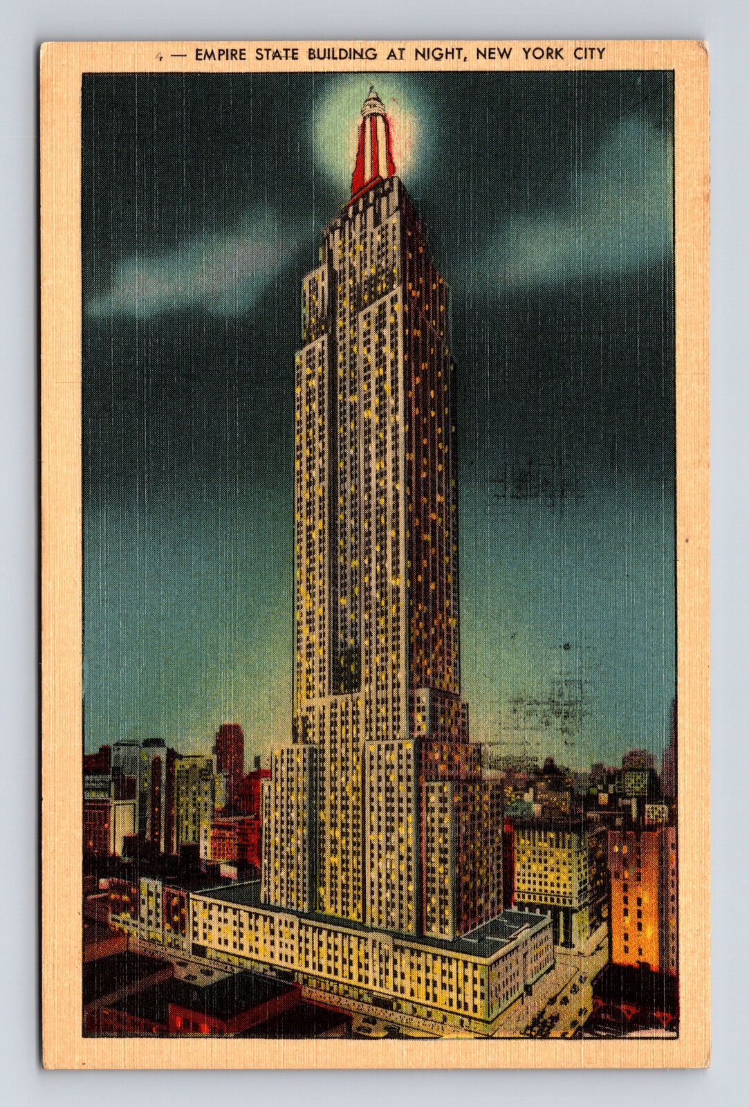 1940 Empire State Building at Night NYC World\'s Fair Cancel New York NY Postcard