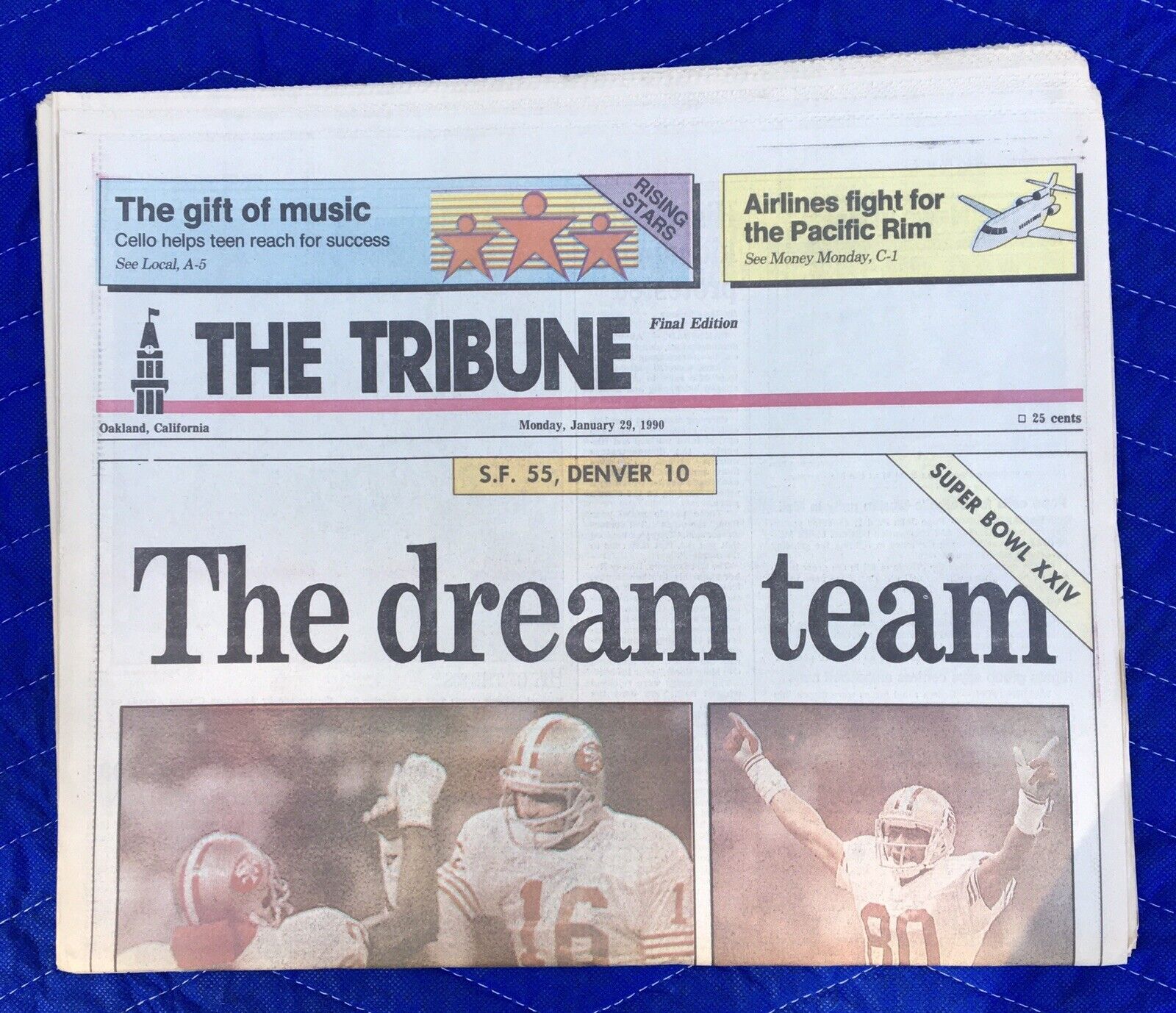 THE DREAM TEAM 49ers WIN SUPER BOWL COMPLETE NEWSPAPER JANUARY 29 1990 MONTANA 