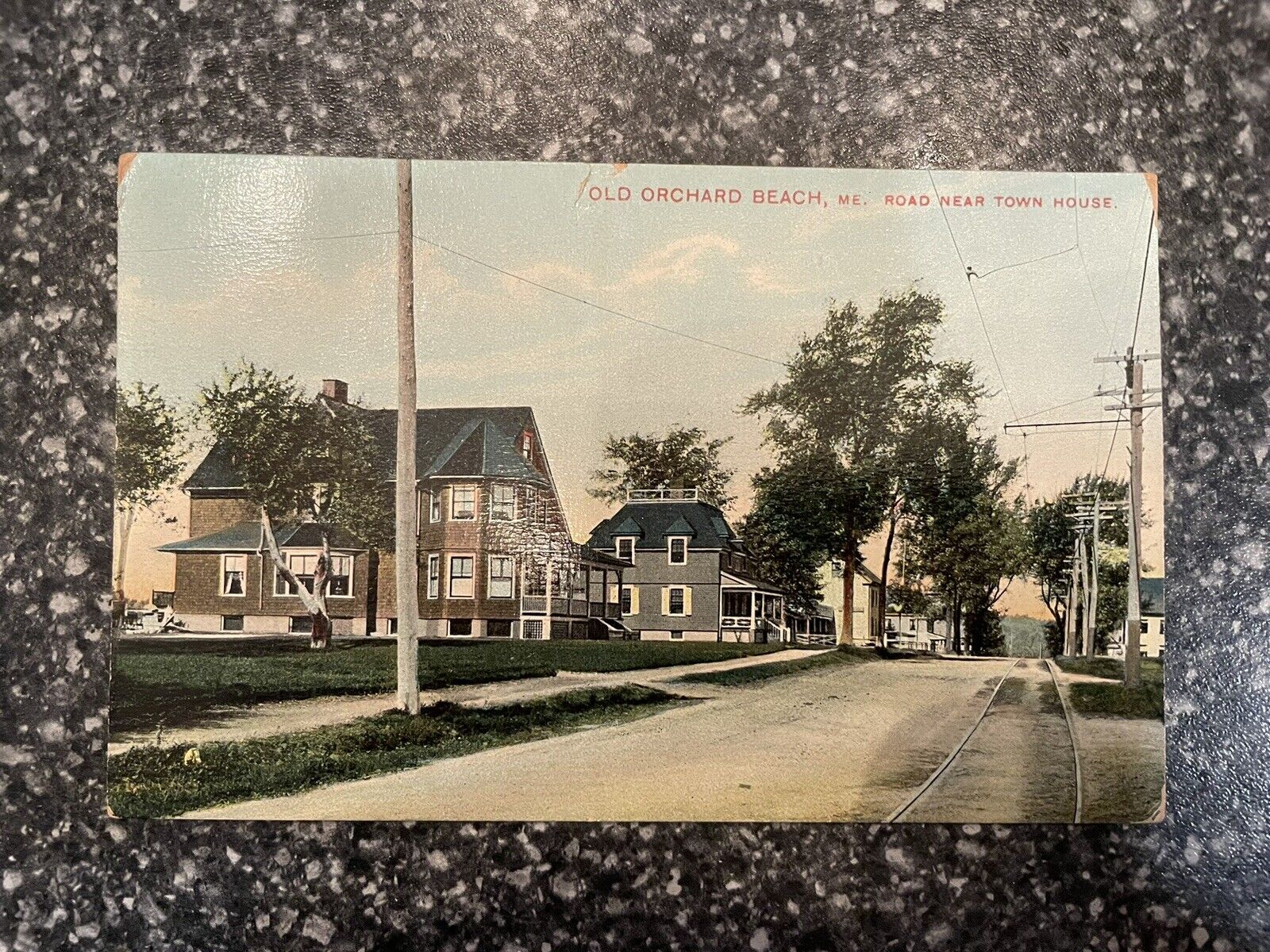 Old Orchard Beach Maine Postcard Vintage Posted Road Near Town House