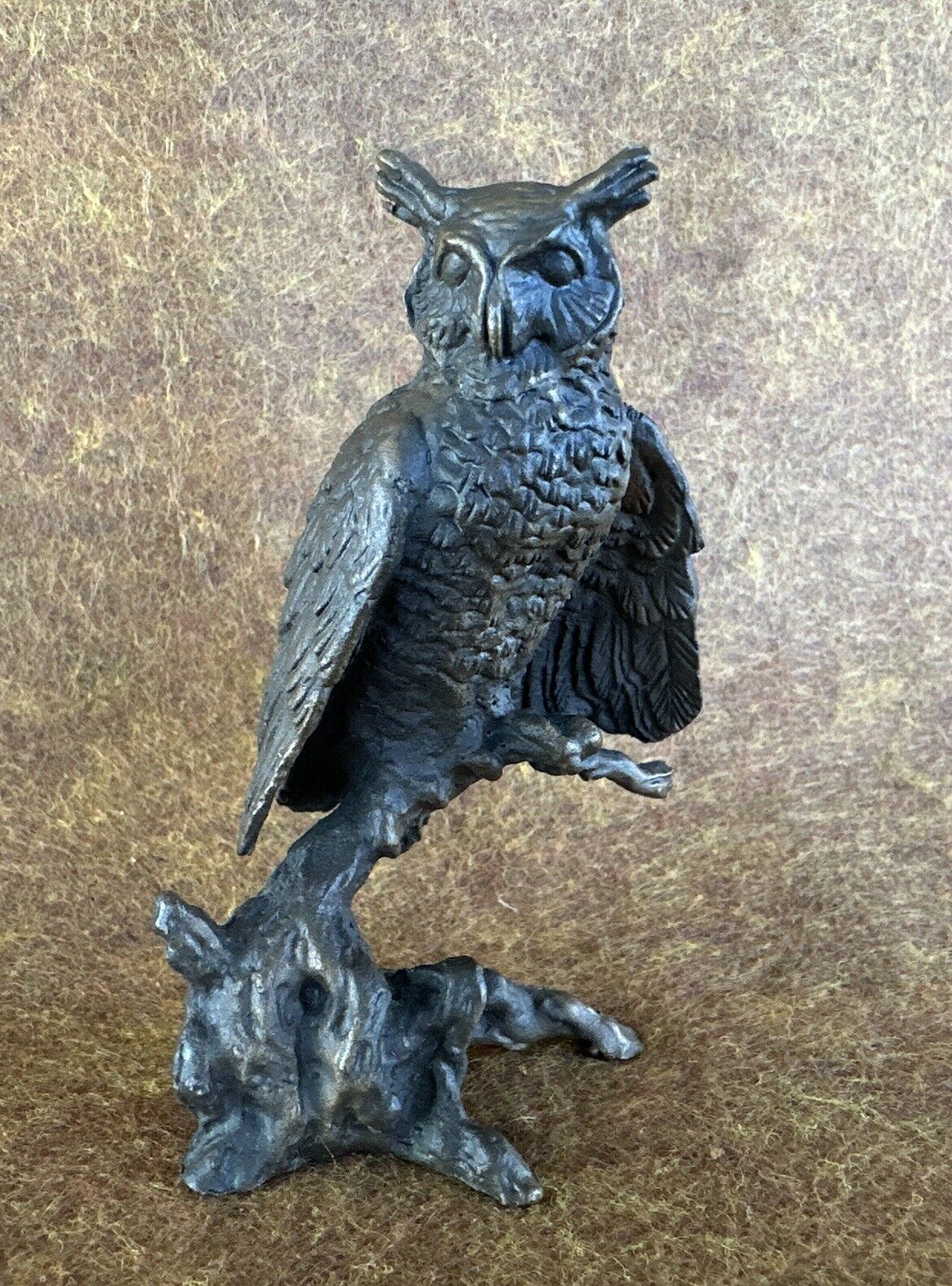 Vintage AVON 1980’s Horned Owl Bronze Collectible Figurine Artist O'Brien Signed