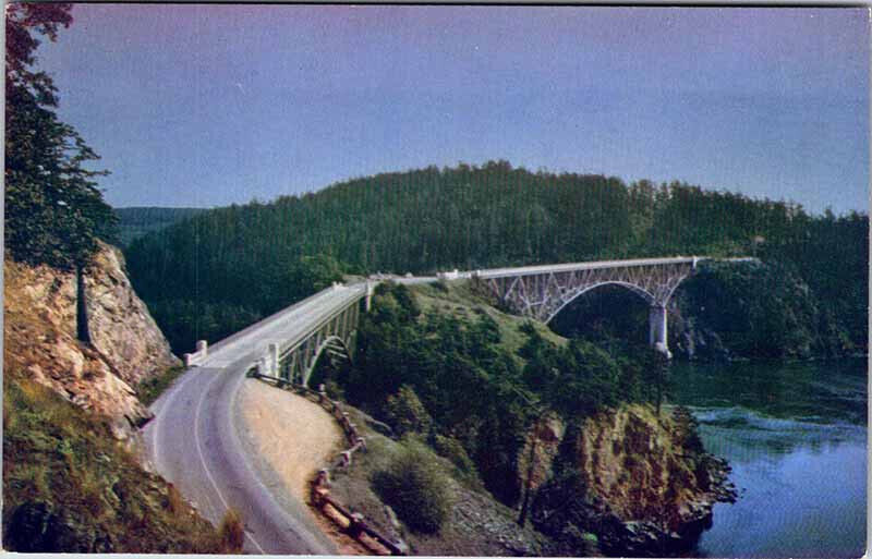 Postcard BRIDGE SCENE Oak Harbor Washington WA 6/28 AO9646