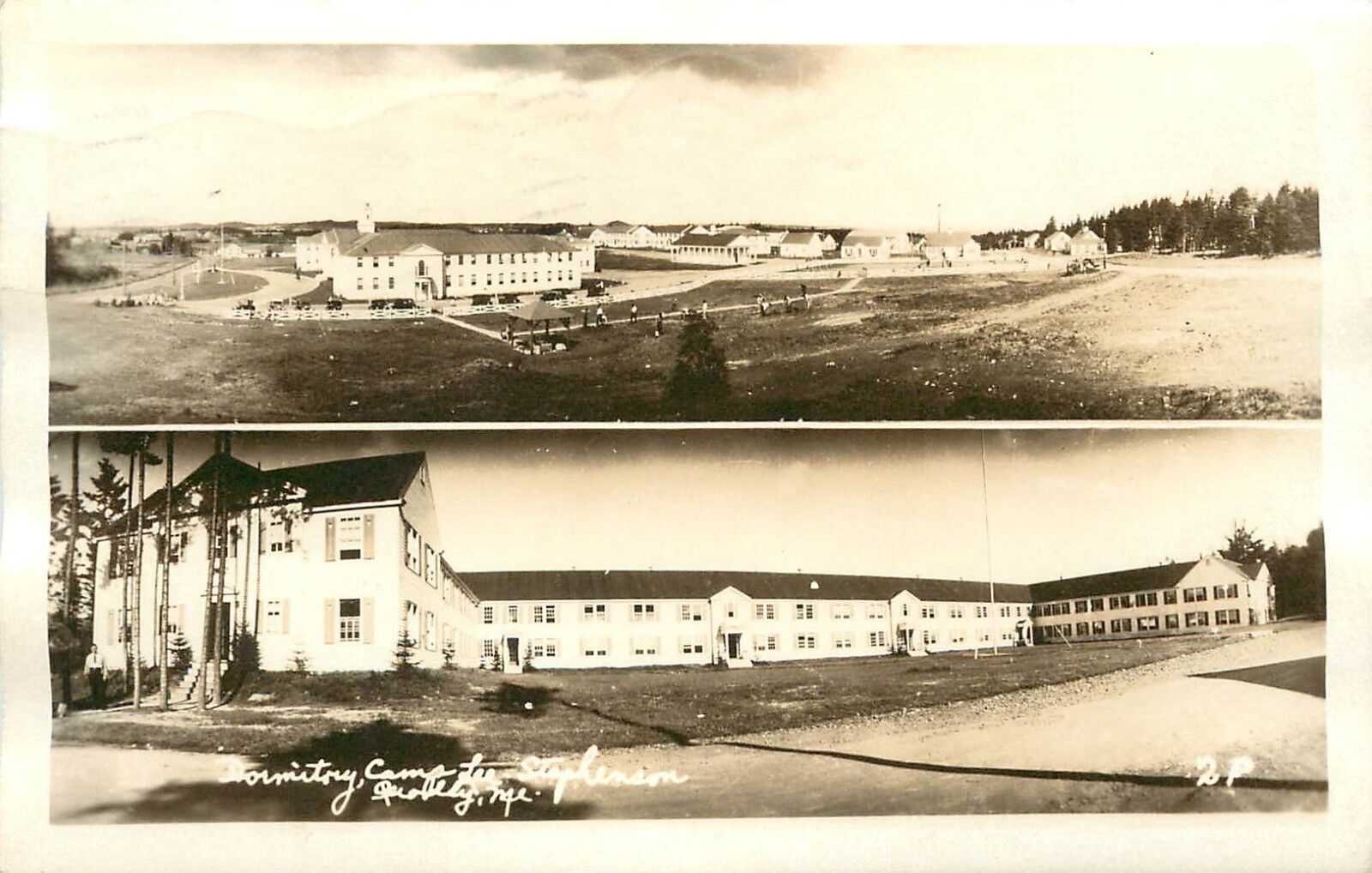 RPPC Postcard Dormitory Camp Lee Stephenson, Quoddy Village Eastport ME Seabees
