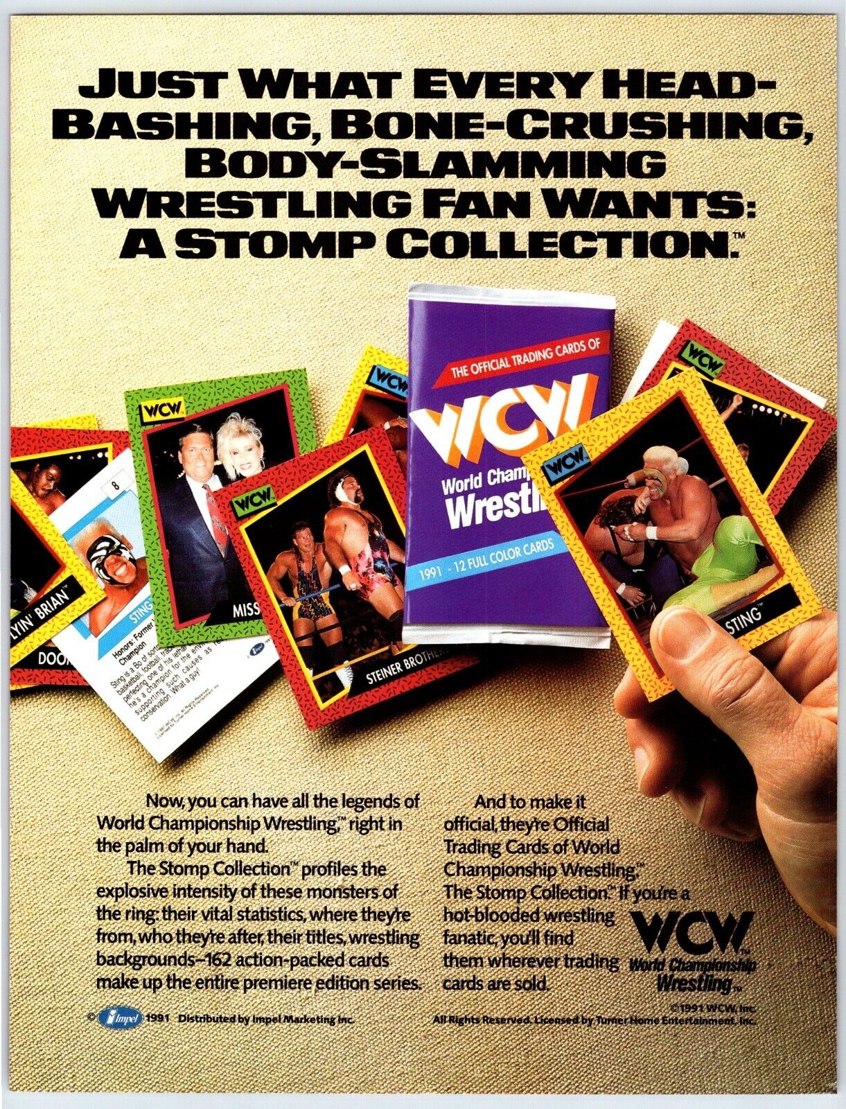 1991 WCW WORLD CHAMPIONSHIP WRESTLING TRADING CARDS Vtg 8\