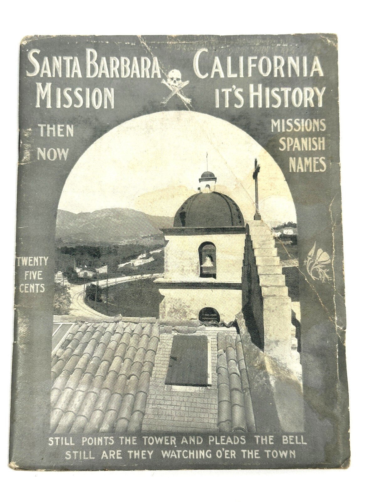 vtg 1917 Mission Santa Barbara Alta California CA priest booklet cemetery skull