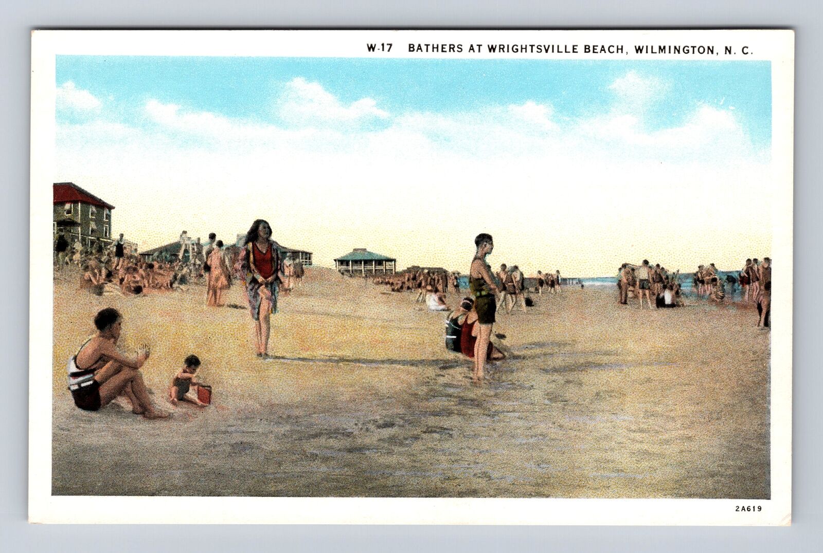 Wilmington NC-North Carolina, Bathers At Wrightsville Beach, Vintage Postcard
