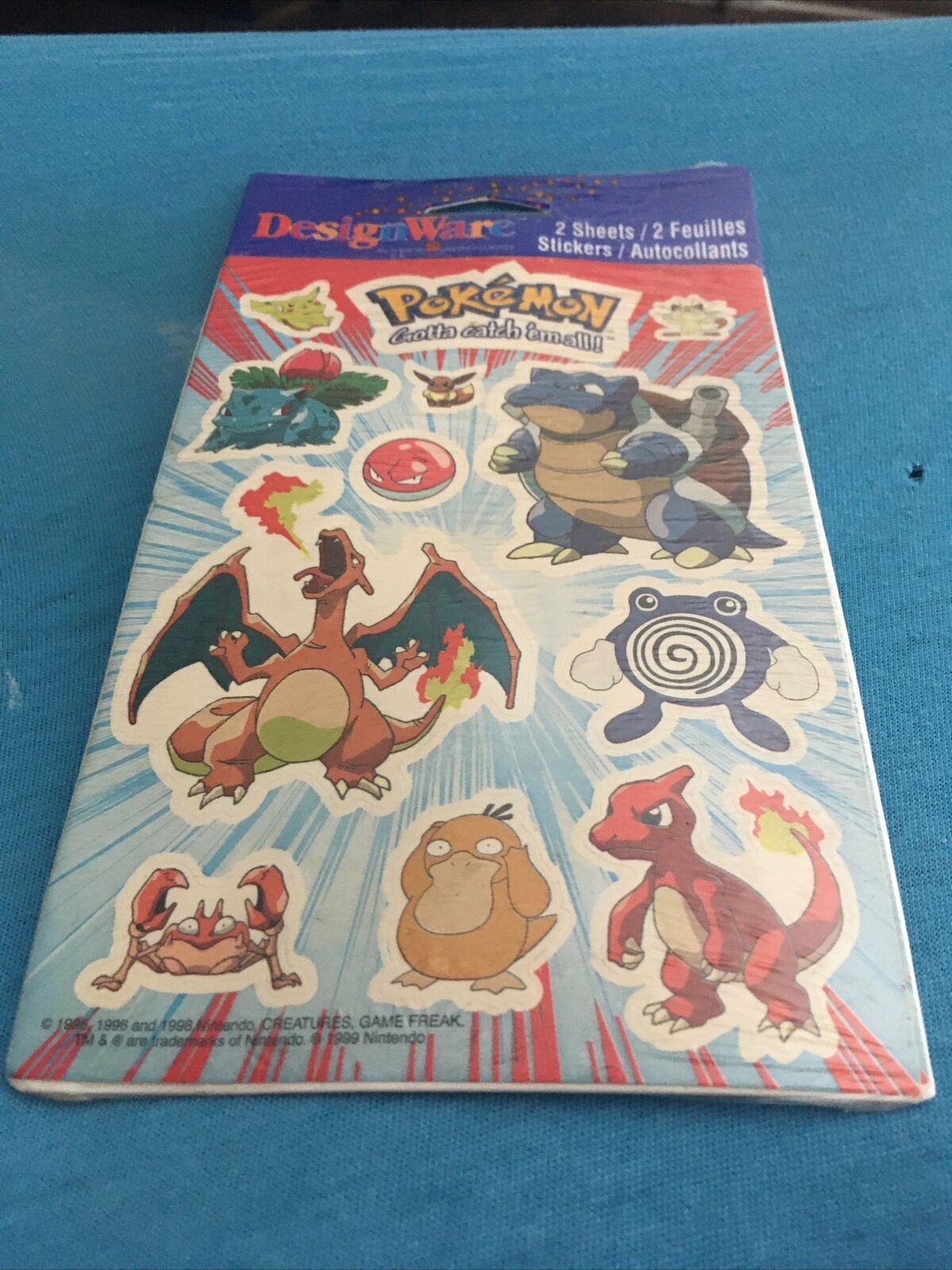,Vintage Pokemon DesignWare Stickers 1998 American Greetings sealed CHARIZARD