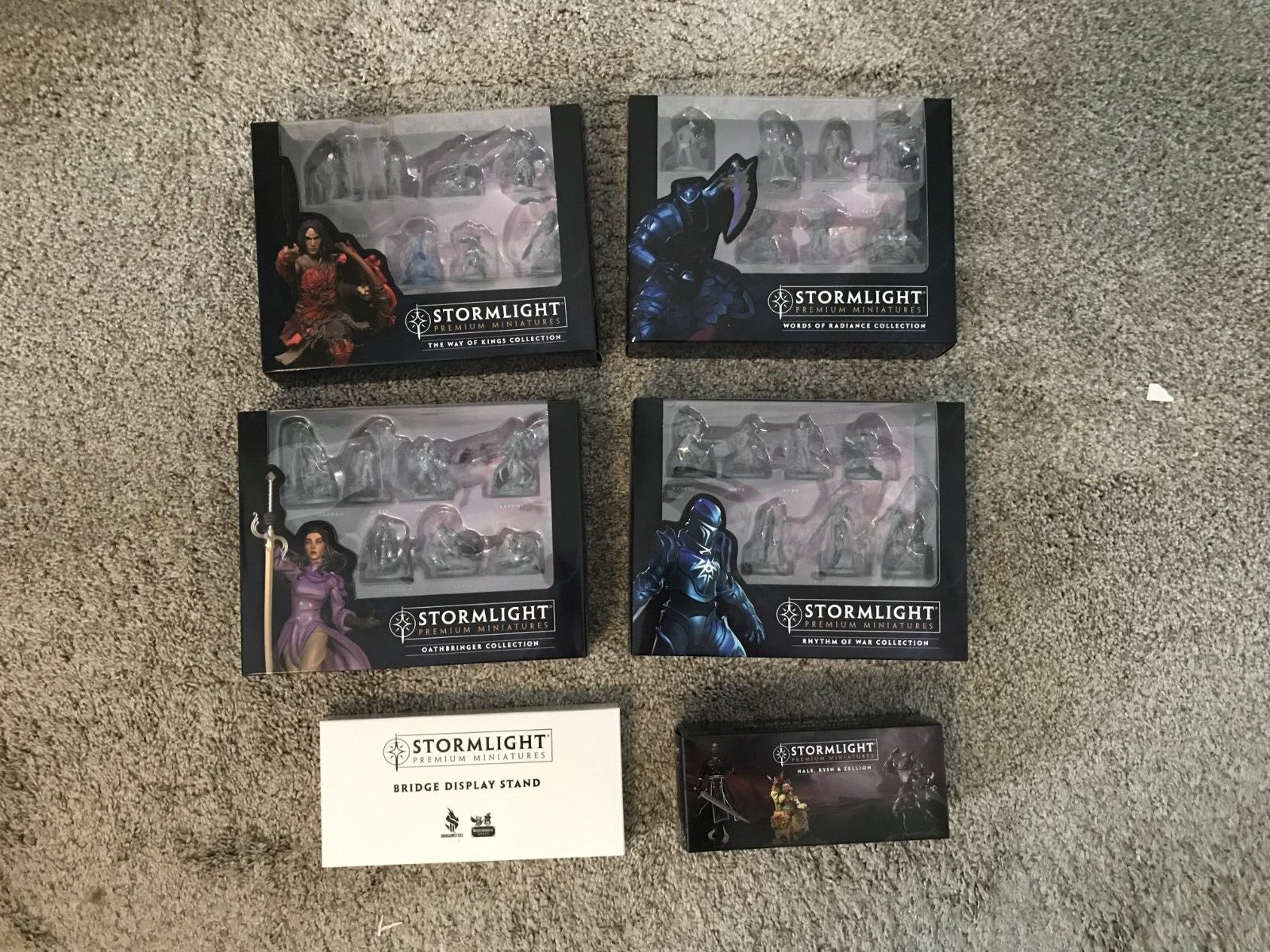 Unopened Stormlight Archive Miniature Sets with Bridge Four Display