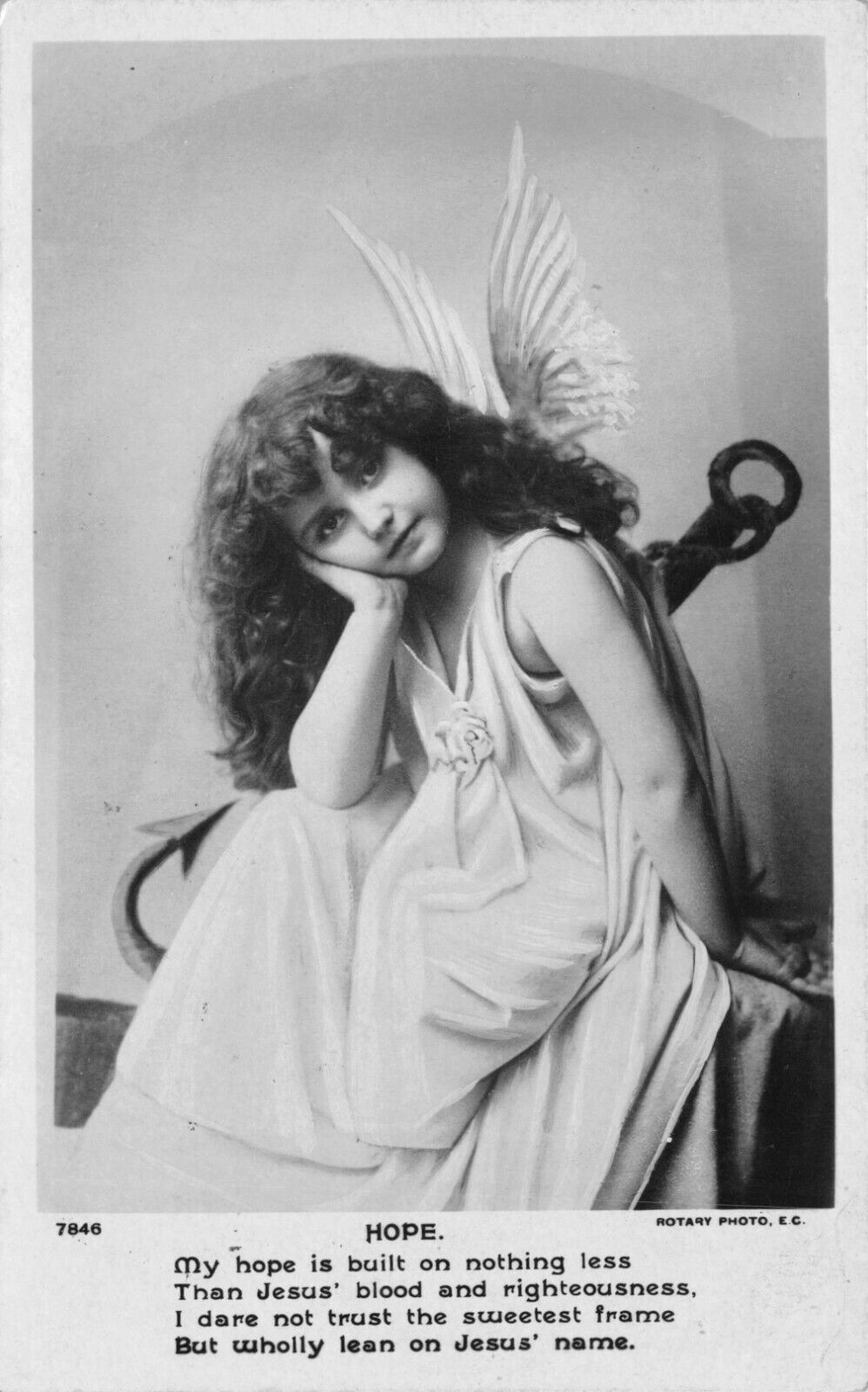 Vtg. 1920\'s RPPC  Girl as an Angel with Poem Postcard p975