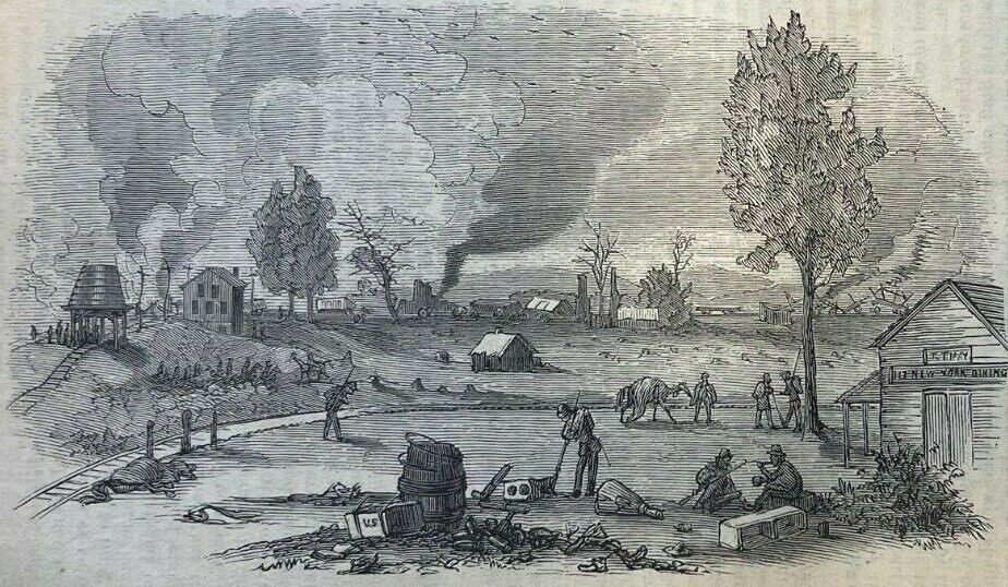 1867 Civil War Battle of Groveton Manassas Junction illustrated