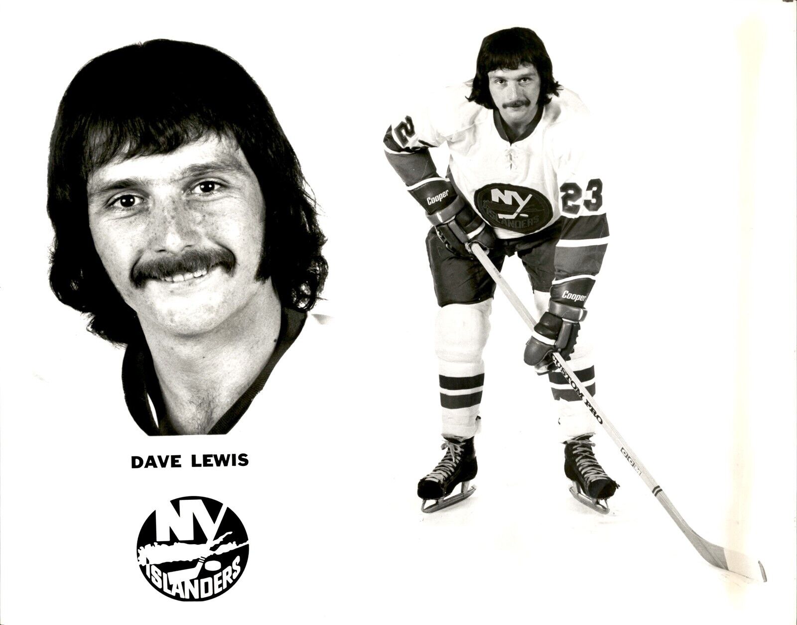 PF7 Original Photo DAVE LEWIS 1973-80 NEW YORK ISLANDERS NHL ICE HOCKEY DEFENSE