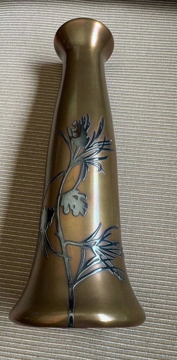 Antique Sterling Silver over Bronze Arts and Craft vase by Otto Heintz (#3607)