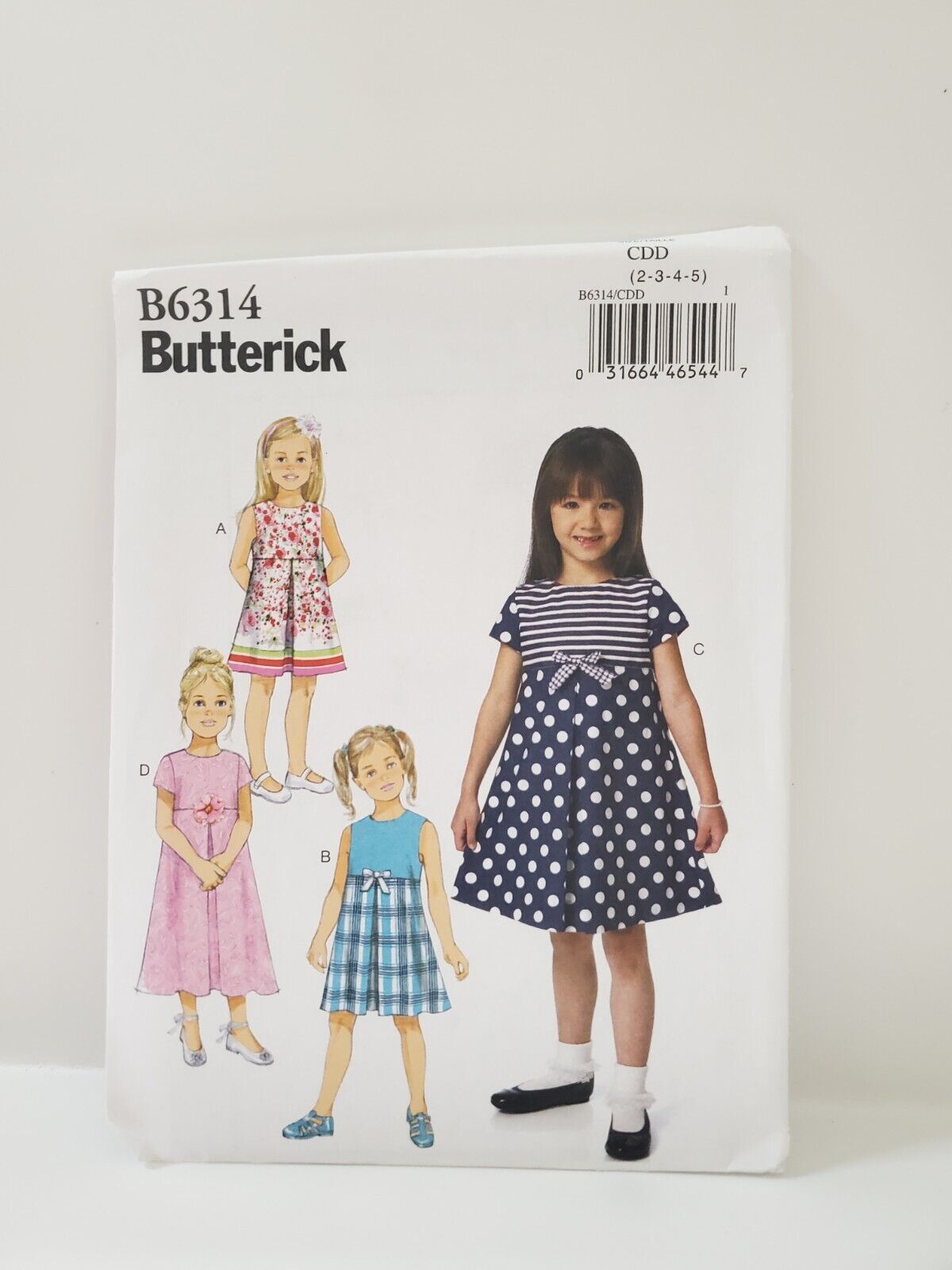 Butterick B6314 Childs Size 2-3-4-5 Dress Uncut 2016