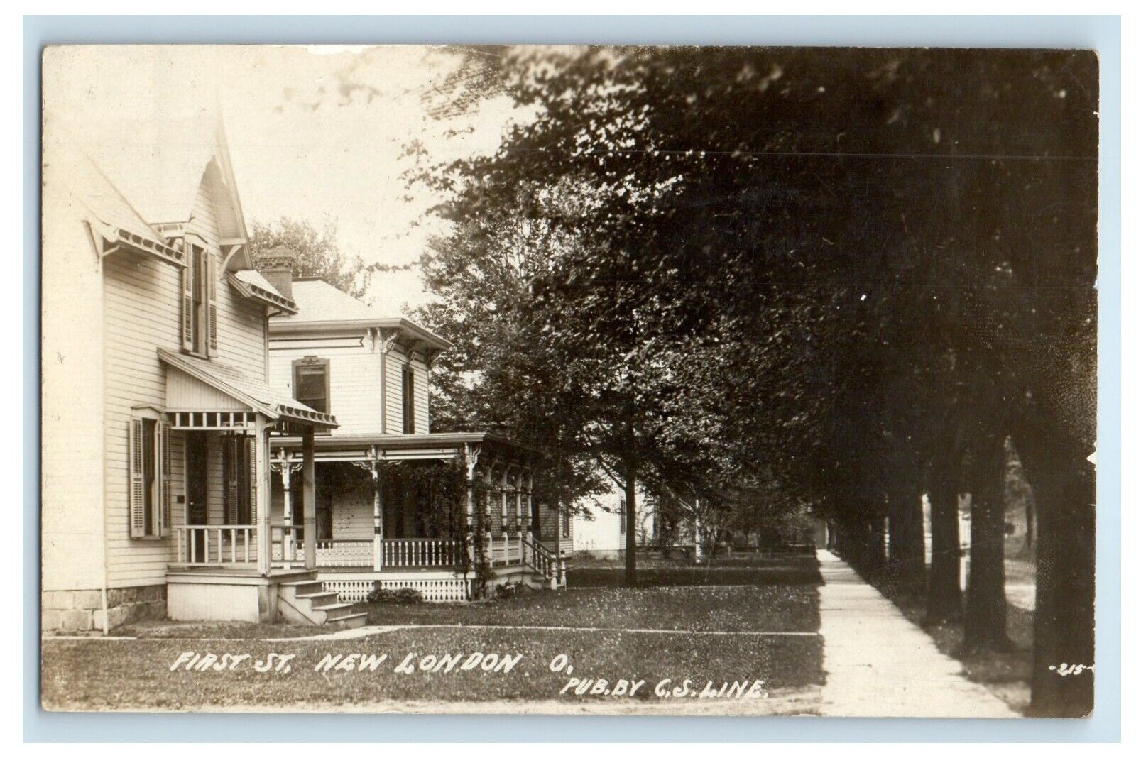 1909 First St. New London Ohio OH, House Tree Lined RPPC Photo Antique Postcard
