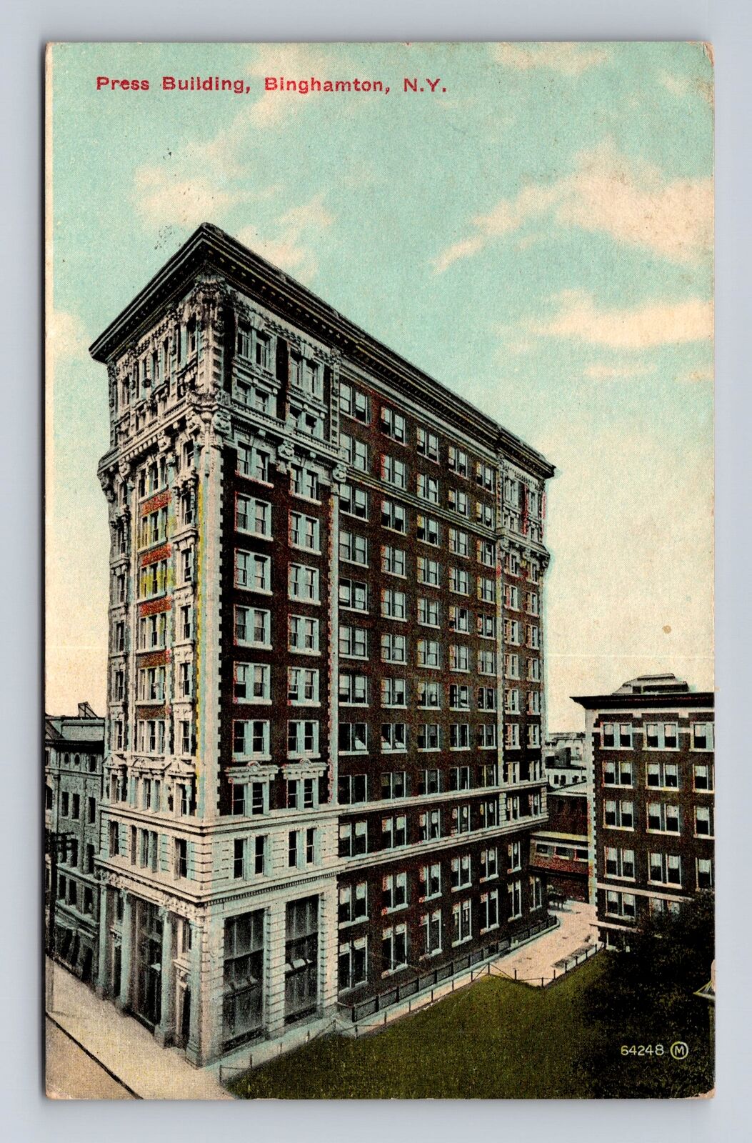 Binghamton NY-New York, Press Building, Antique Vintage c1912 Souvenir Postcard