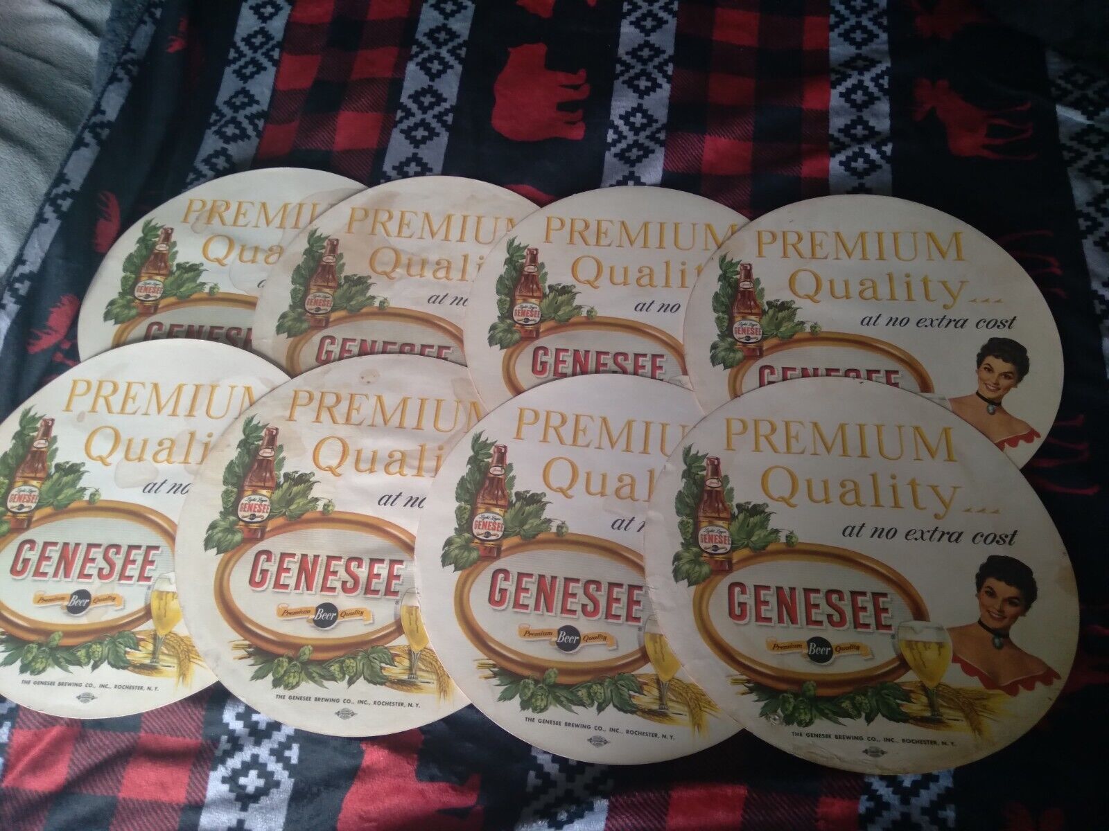 Genesee beer tray liners 9 in all double sided and used \