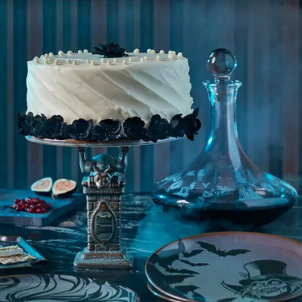 HTF-Disney The Haunted Mansion Porcelain Pedestal Cake Stand Dessert Plate-NIB