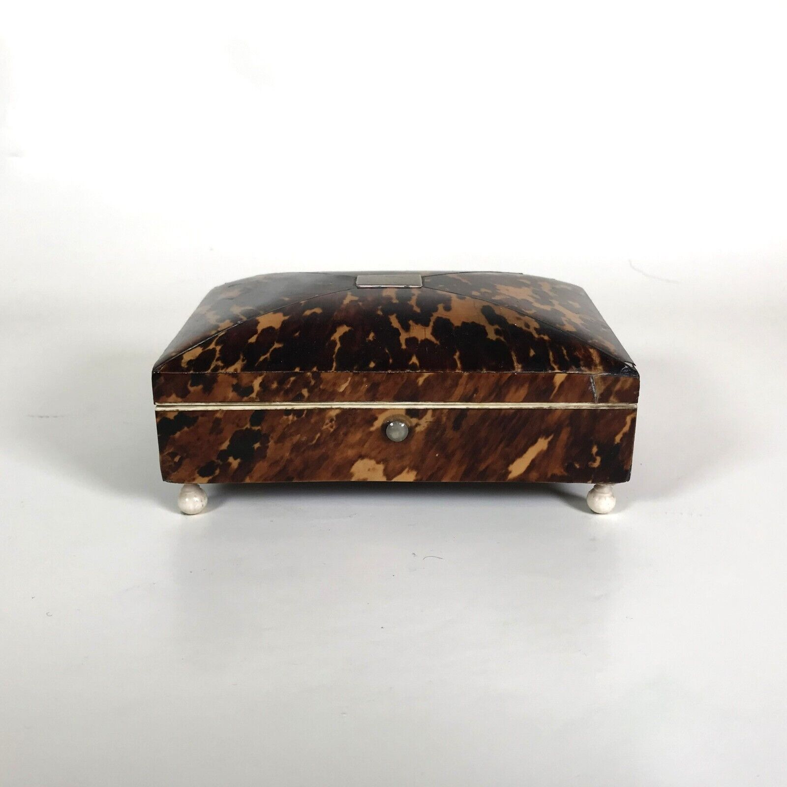 Early 1800s English Faux Tortoise Shell Footed Box