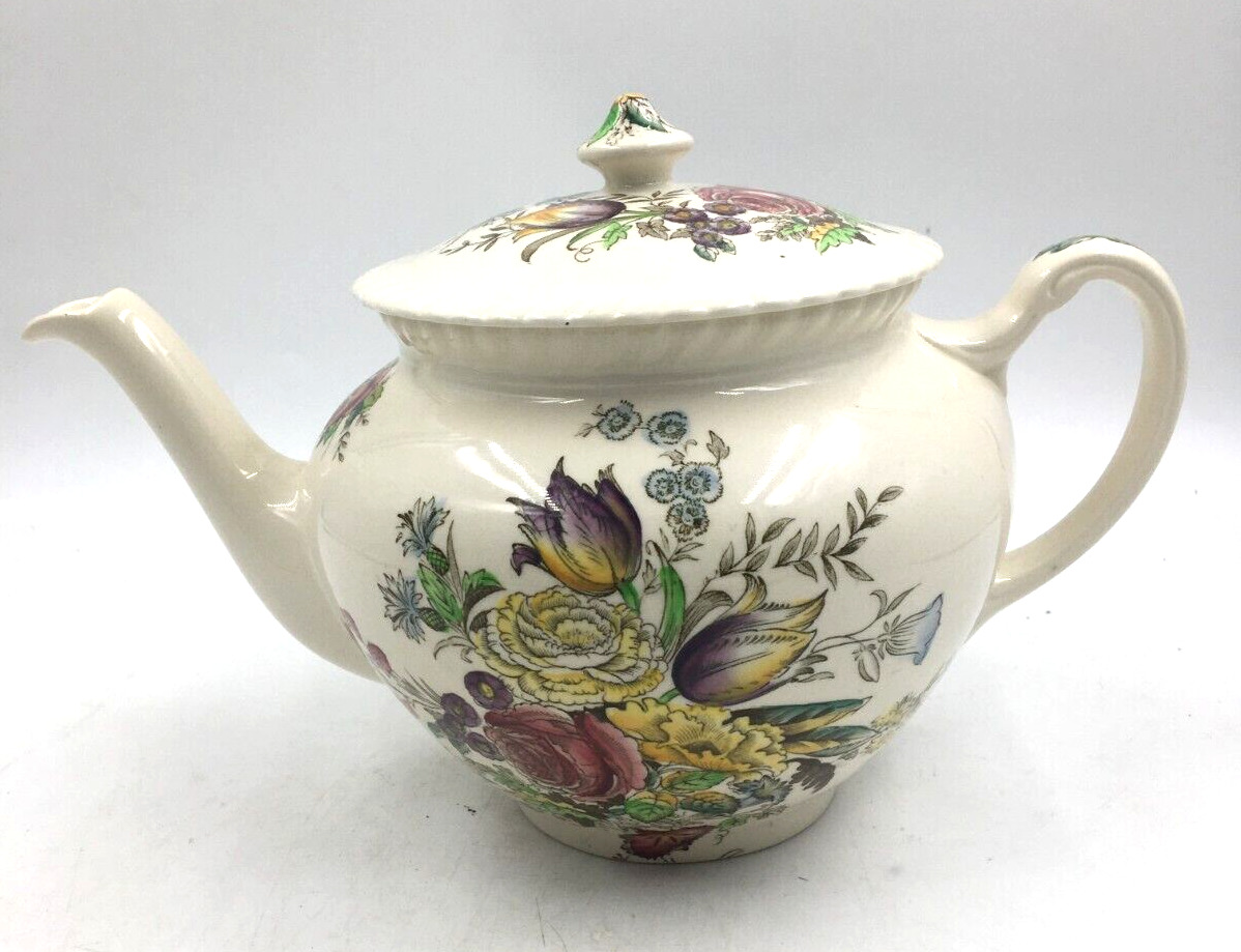 Vintage Johnson Bros Windsor Ware Garden Bouquet Pattern Tea Pot Made in England