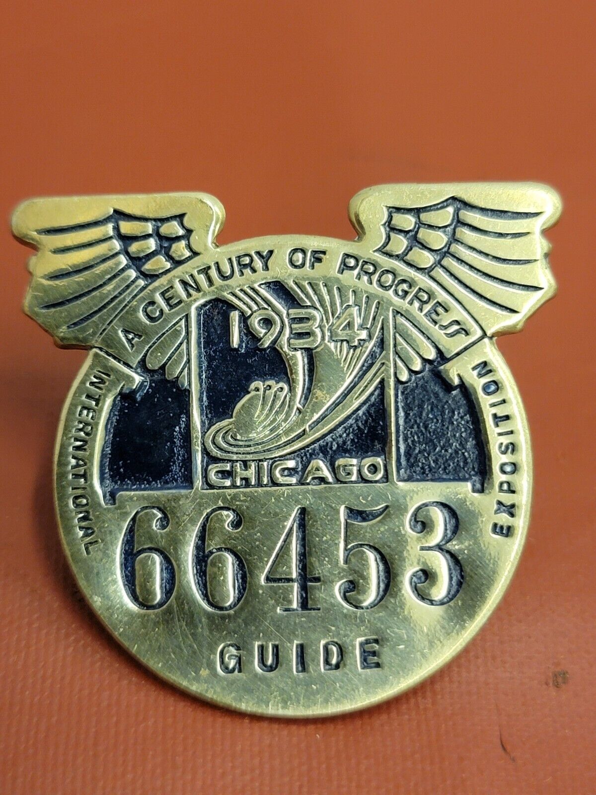 1934 CENTURY OF PROGRESS CHICAGO WORLDS FAIR Guide Pin  RARE