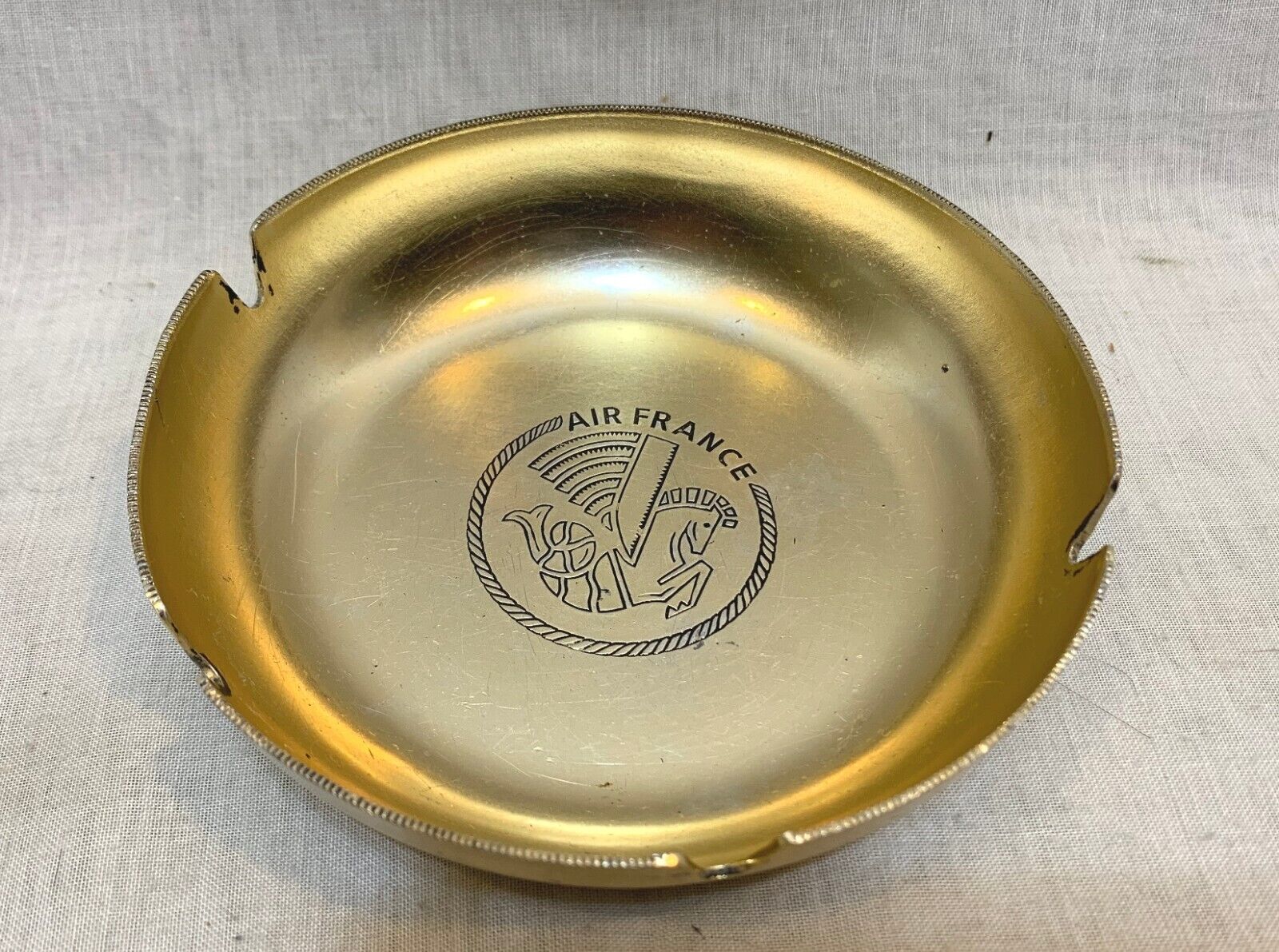 Vintage AIR FRANCE Airlines Metal Ashtray 5 1/2
