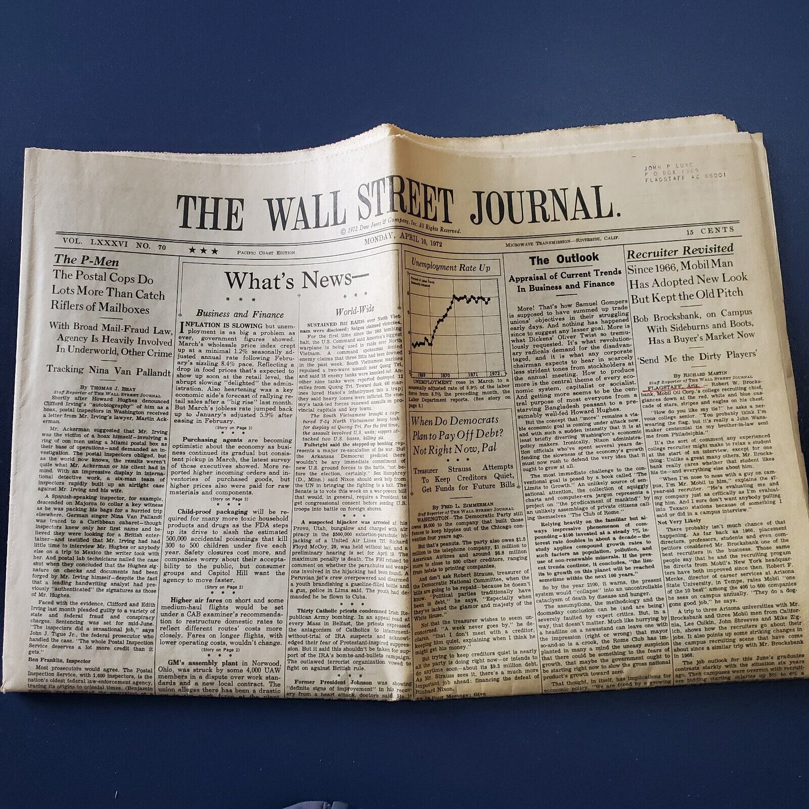 Wall Street Journal Newspaper 1972 Vintage 23 Pages 70s April 10, 1972