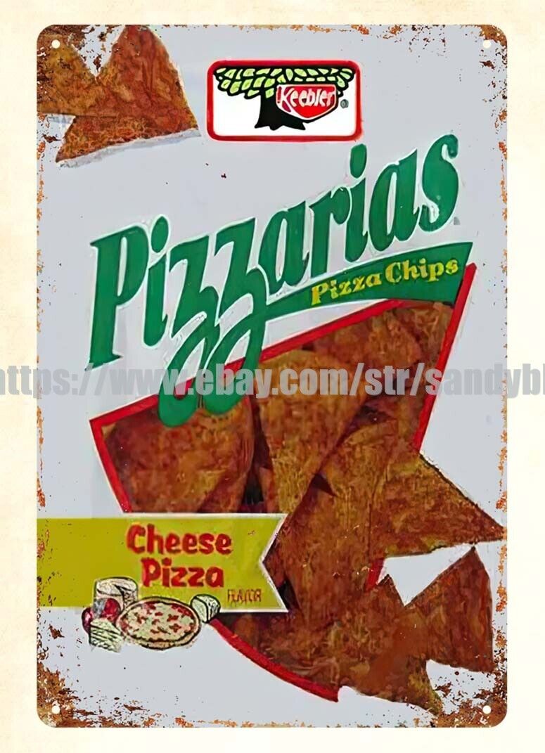 1991 KEEBLER PIZZARIA PIZZA CHIPS metal tin sign kitchen wall nostalgic