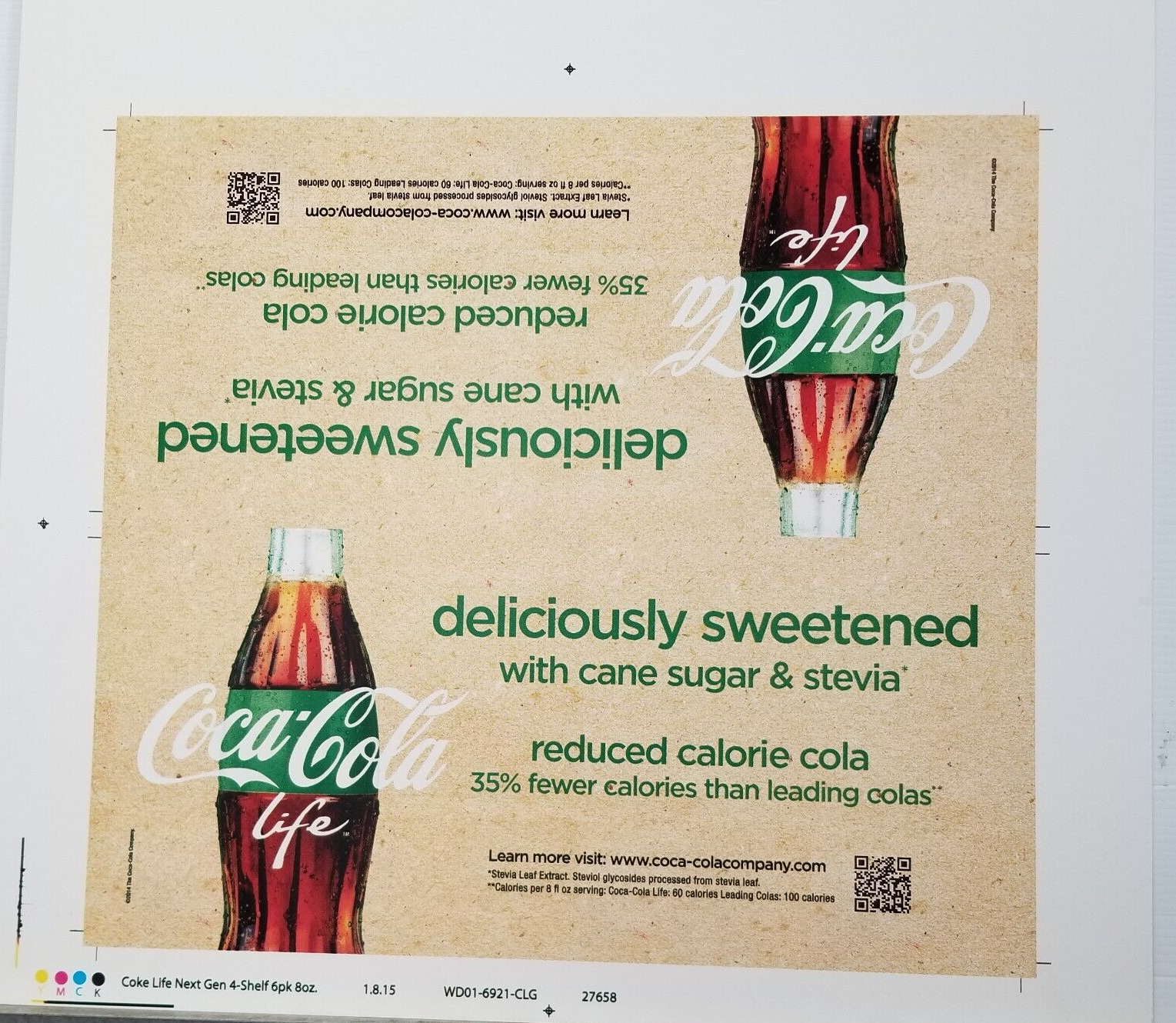 Coca-Cola® Life Stevia Cane Sugar Reduced Calorie Pre Release Advertising Art