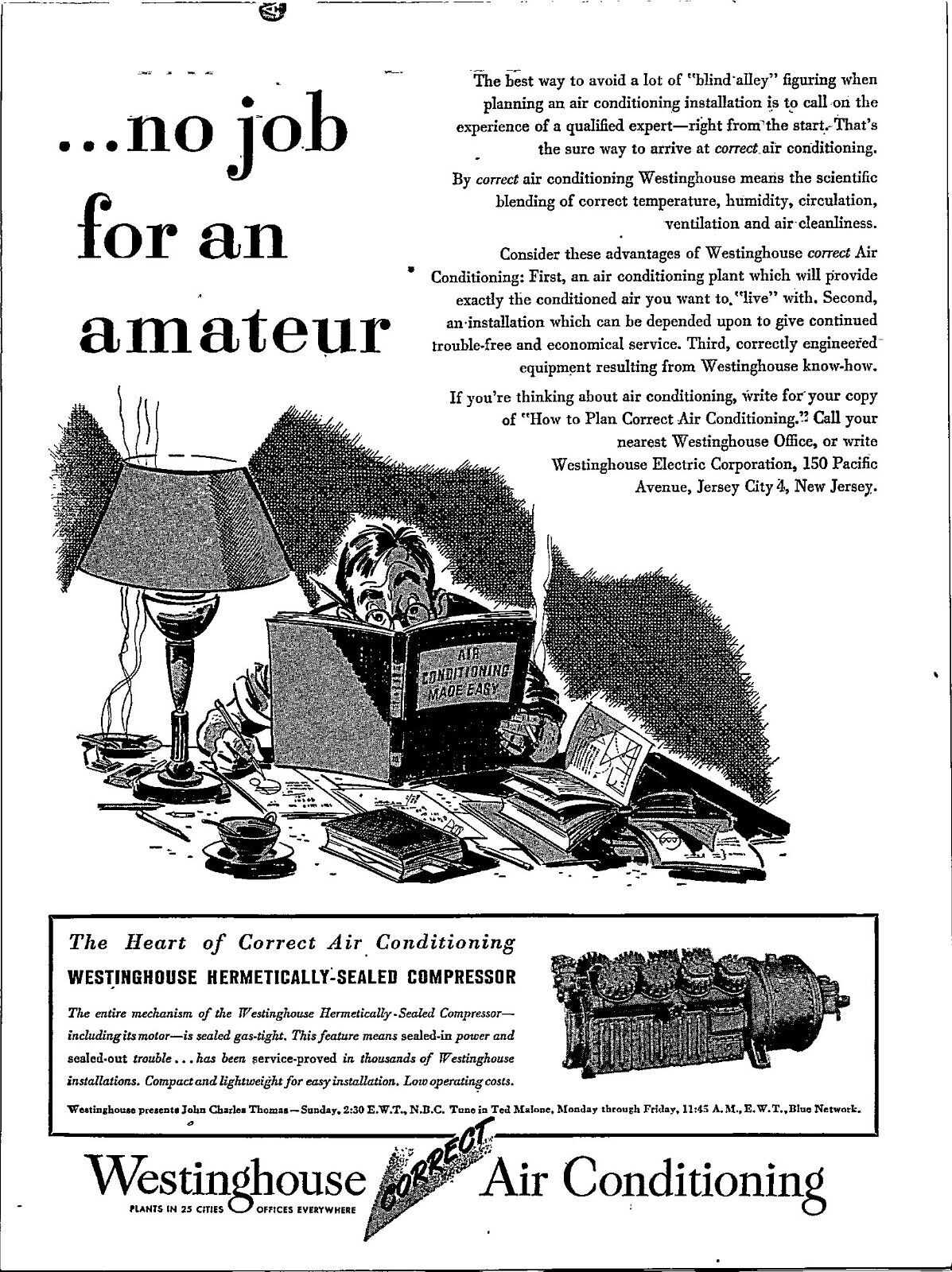 VINTAGE 1945 WESTINGHOUSE AIR CONDITIONING PRINT AD