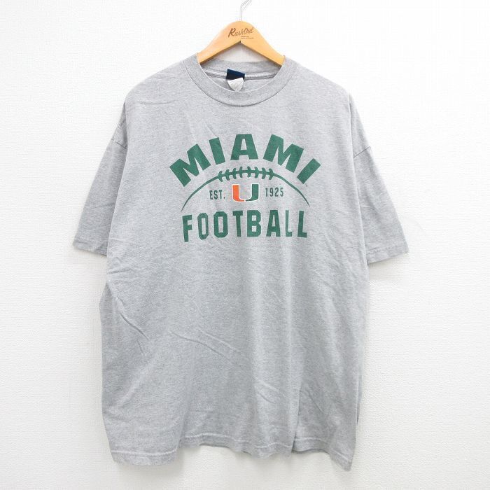 Xl/Used Short Sleeve Vintage T-Shirt Men\'S 00S Miami Football Large Size Crew Ne
